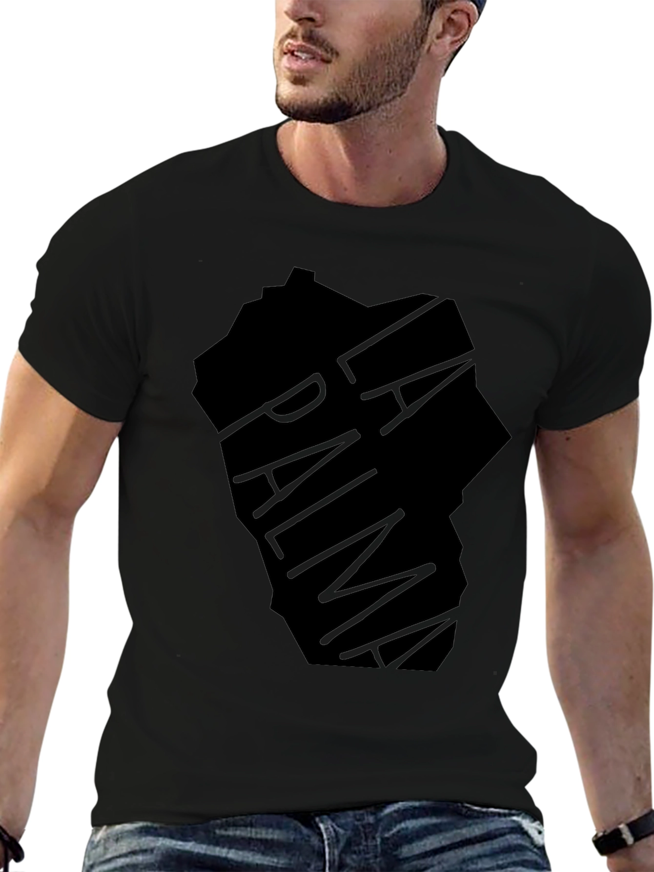 La Palma Island Silhouette Mens Black T-Shirt