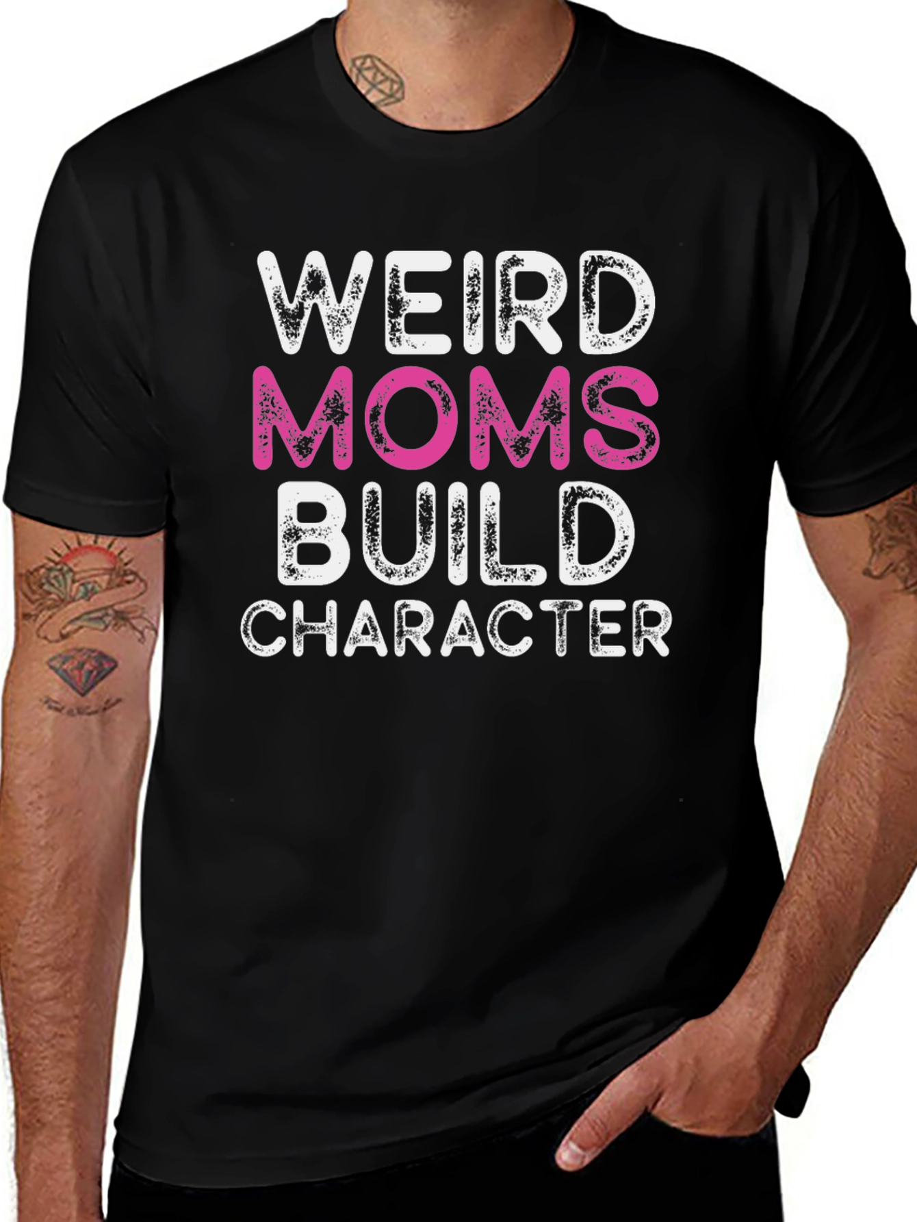 Weird Moms Build Character Black T-Shirt
