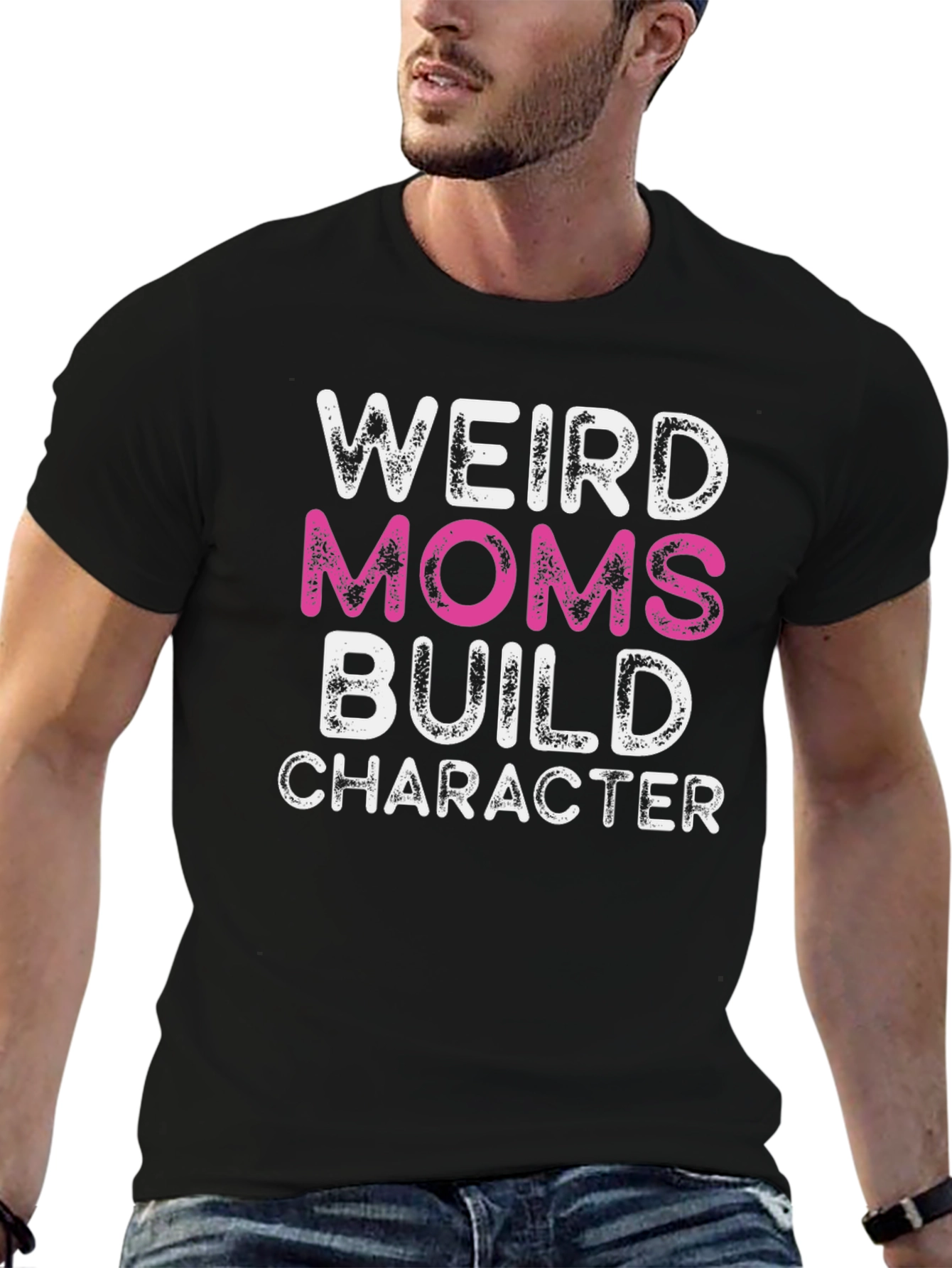 Weird Moms Build Character Black T-Shirt