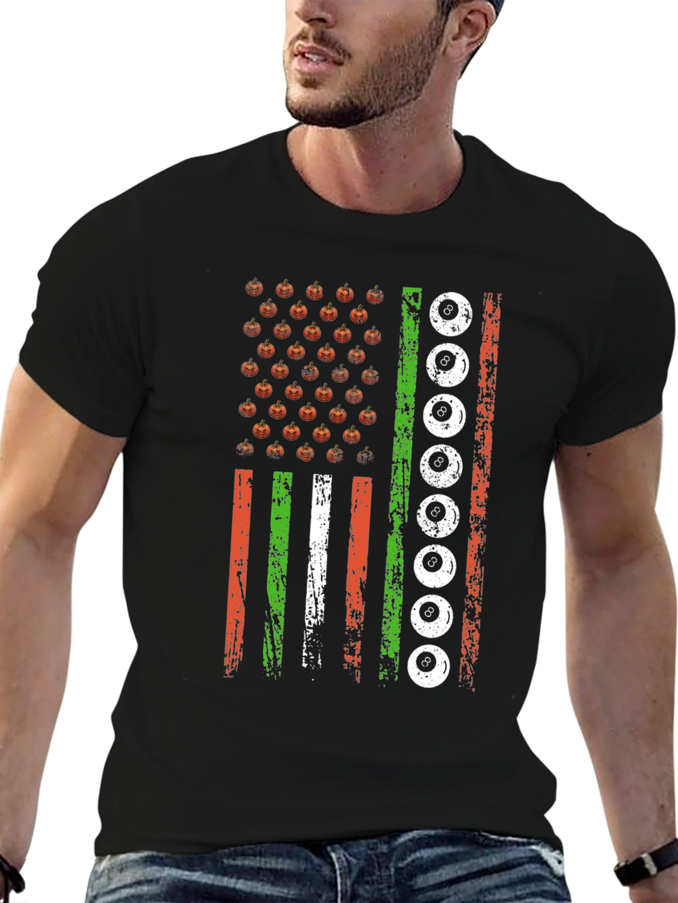Halloween 8 Ball American Flag T-Shirt