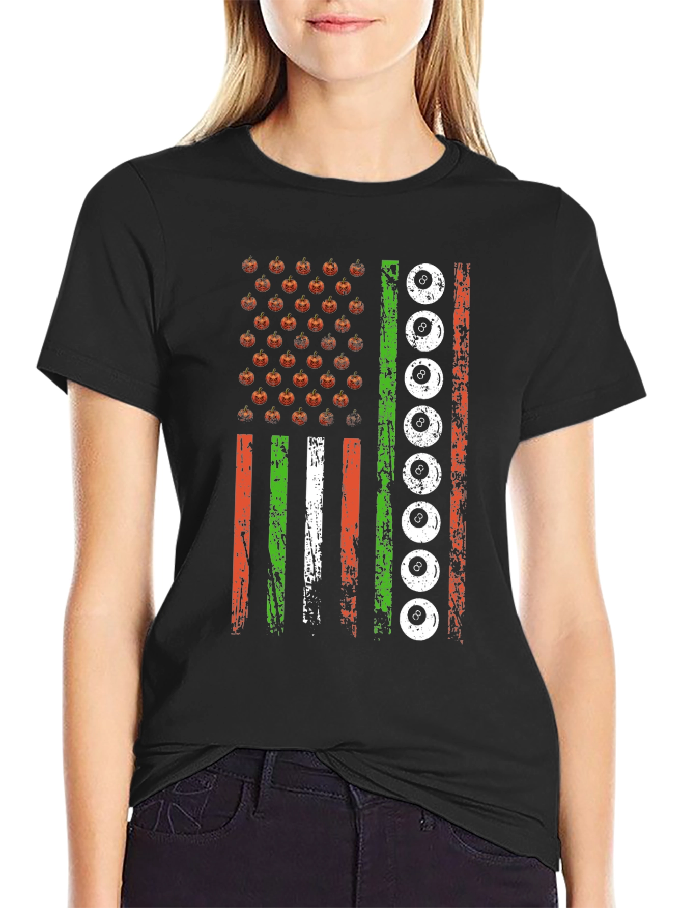 Halloween 8 Ball American Flag T-Shirt