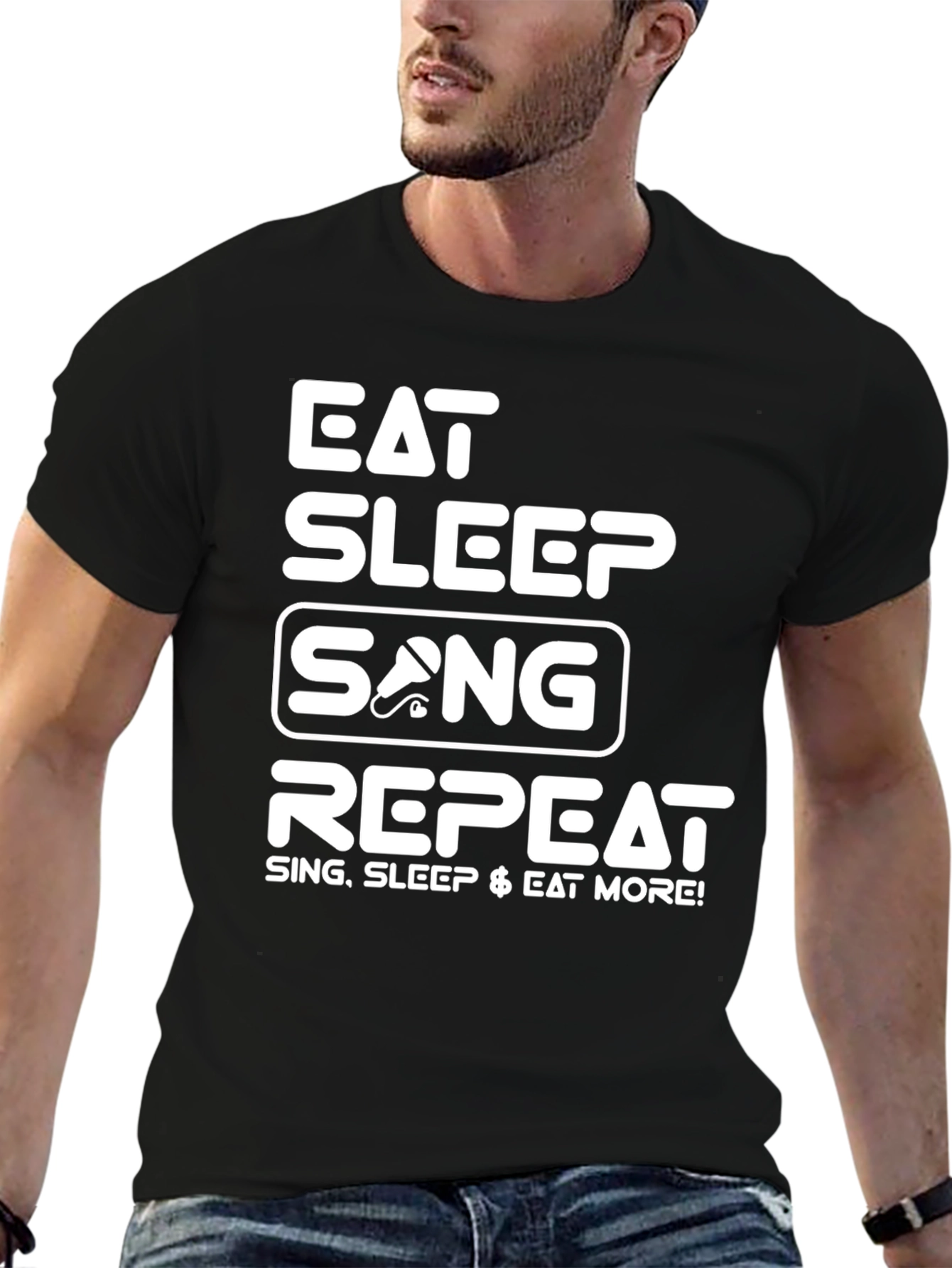 Eat Sleep Sing Repeat Black T-Shirt