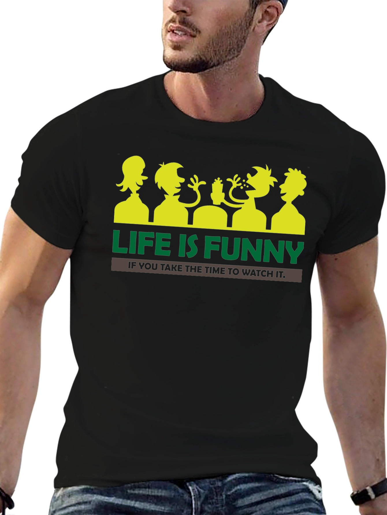 Life is Funny Graphic T-Shirt - Black Crew Neck