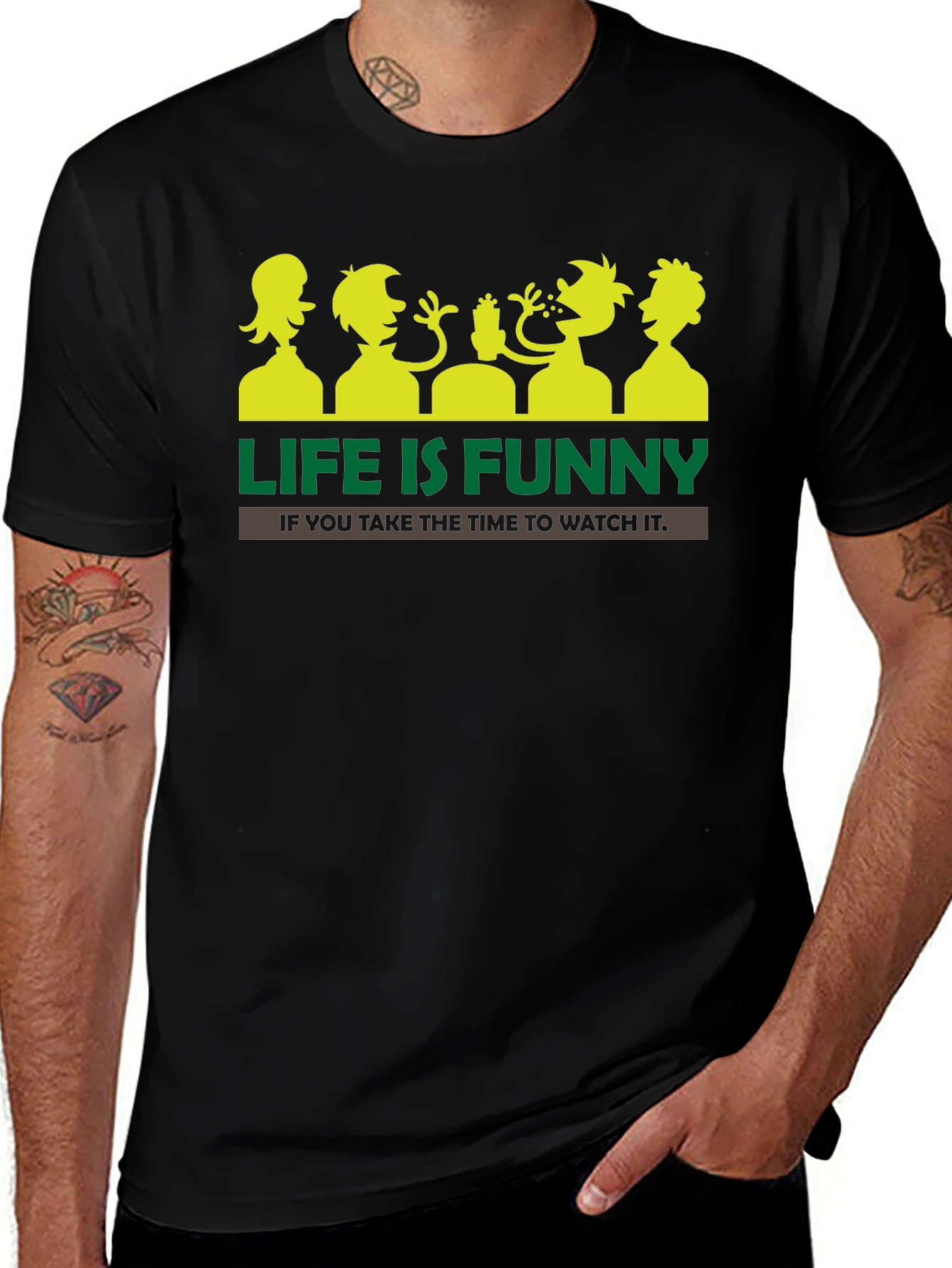 Life is Funny Graphic T-Shirt - Black Crew Neck