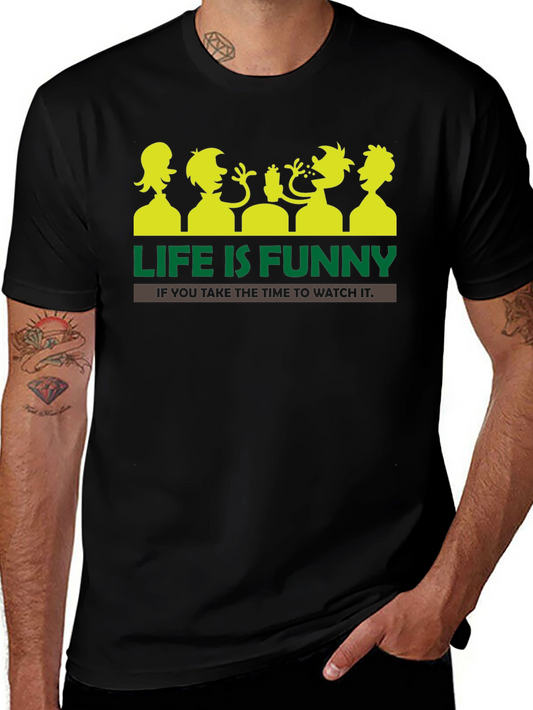Life is Funny Graphic T-Shirt - Black Crew Neck