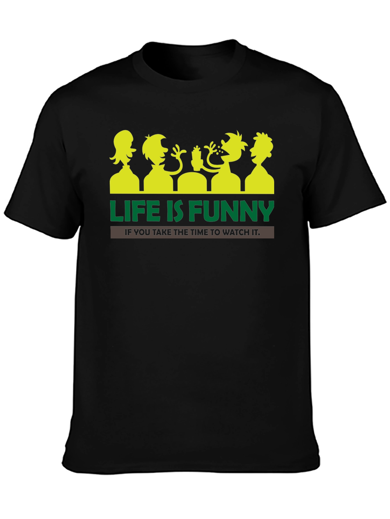 Life is Funny Graphic T-Shirt - Black Crew Neck