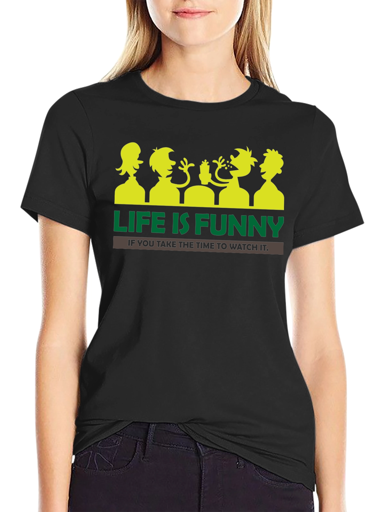 Life is Funny Graphic T-Shirt - Black Crew Neck