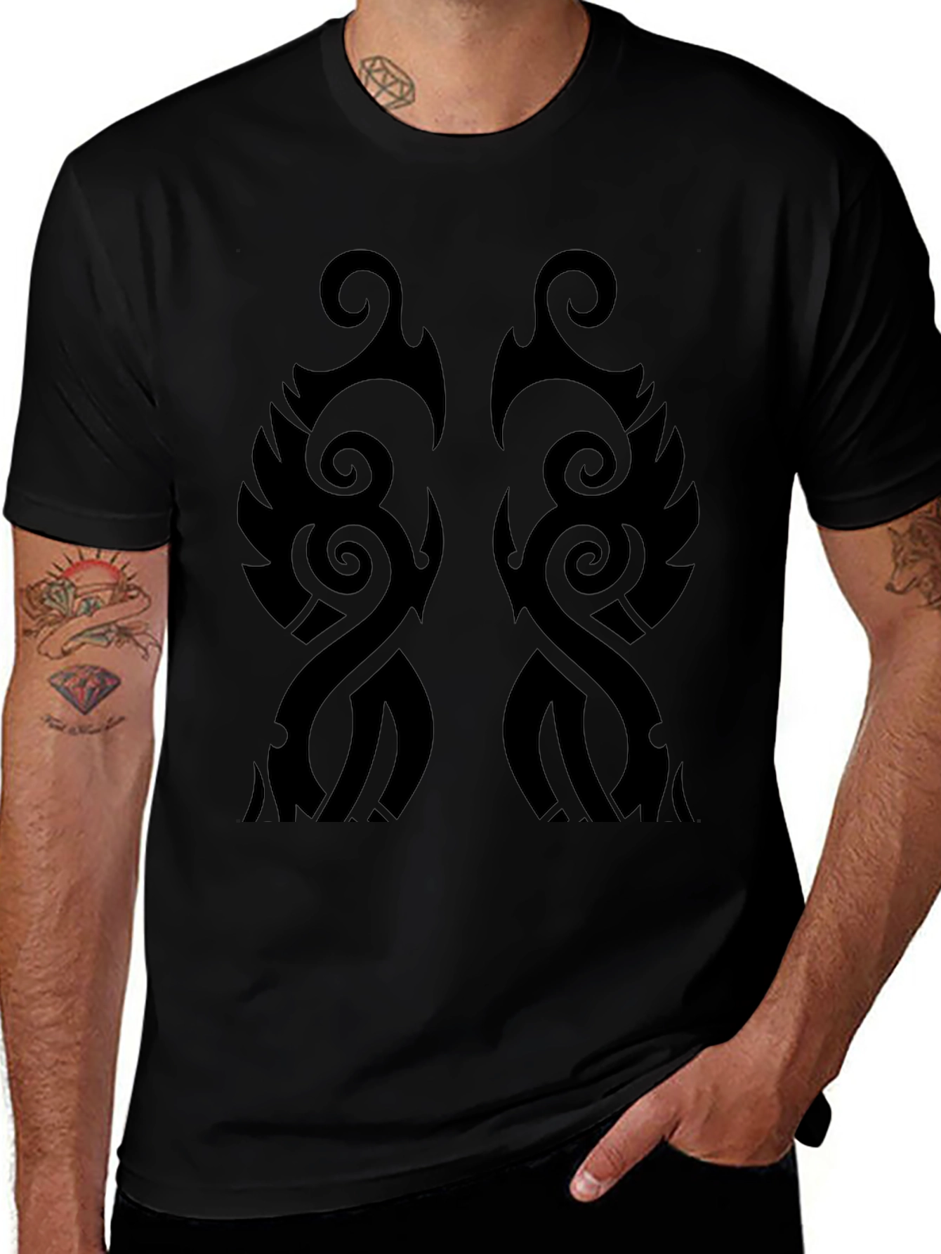 Tribal Pattern Black T-Shirt - Stylish Graphic Tee
