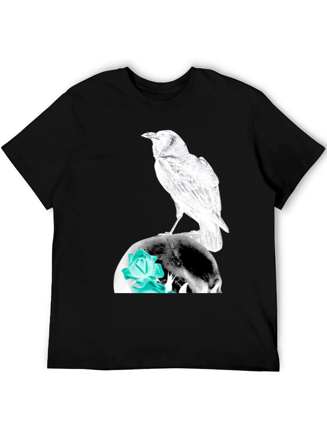 Raven Skull Graphic Tee - Mens Black T-Shirt