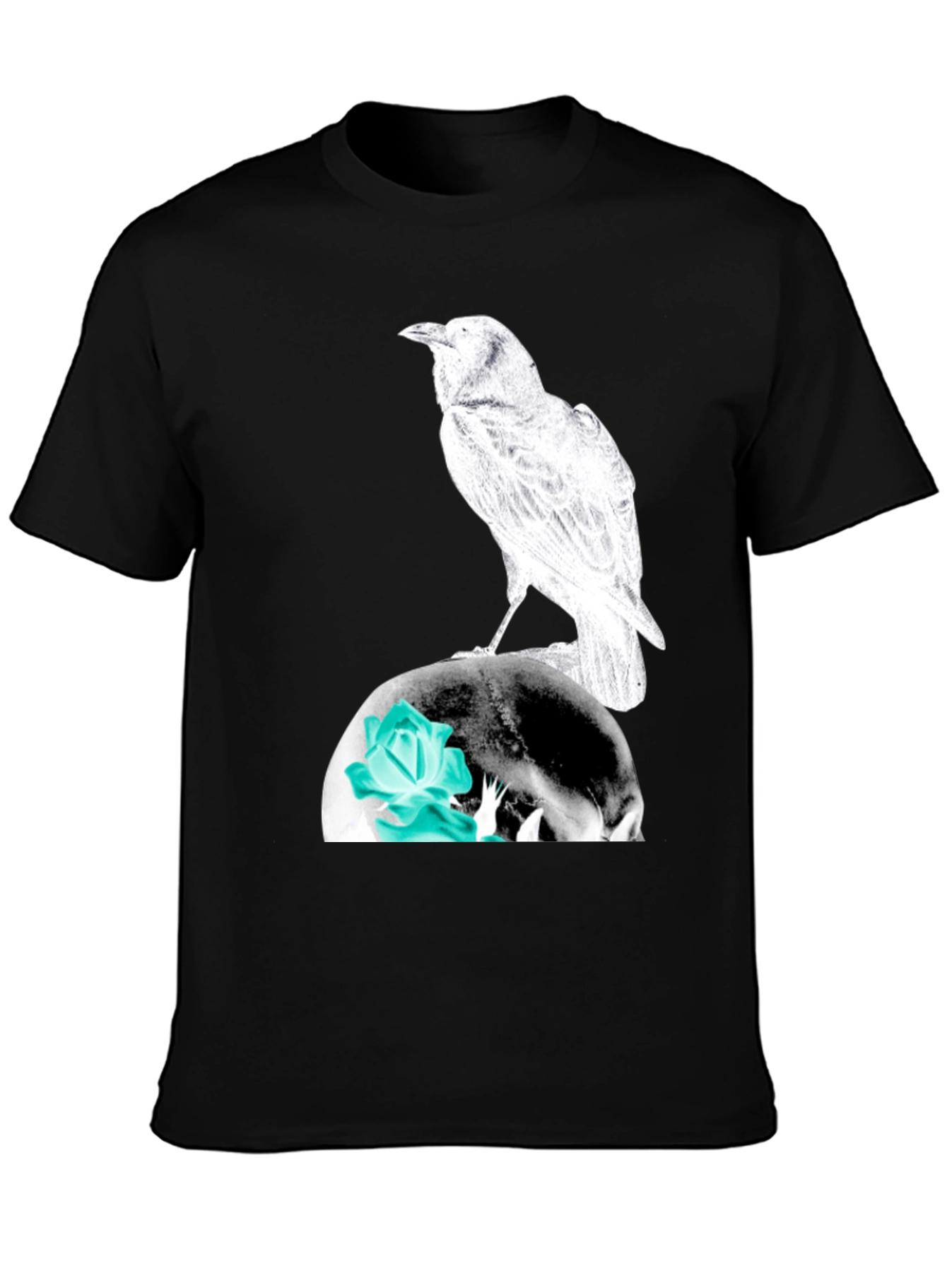 Raven Skull Graphic Tee - Mens Black T-Shirt
