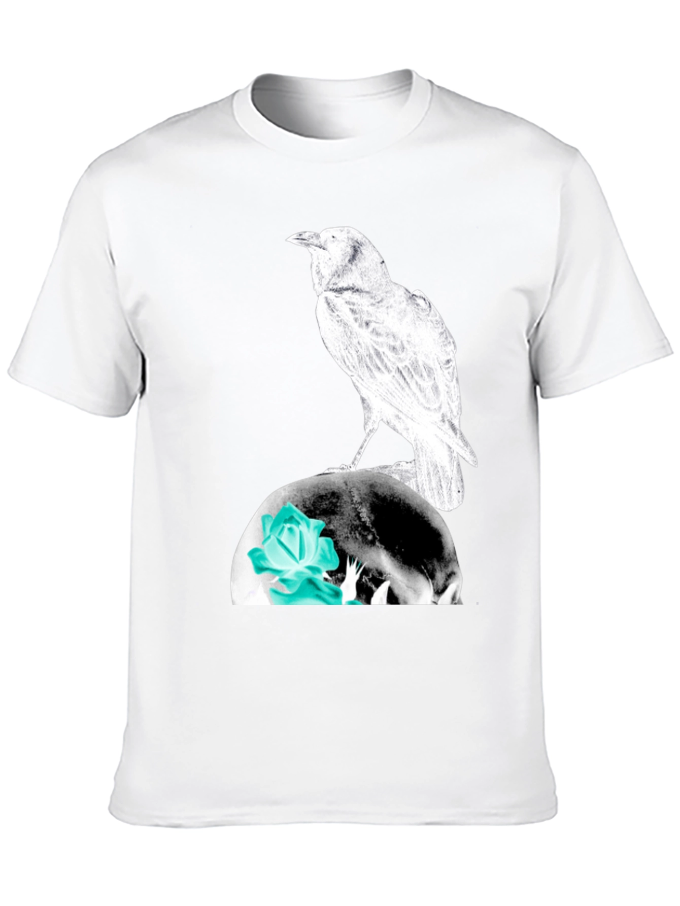 Raven Skull Graphic Tee - Mens Black T-Shirt