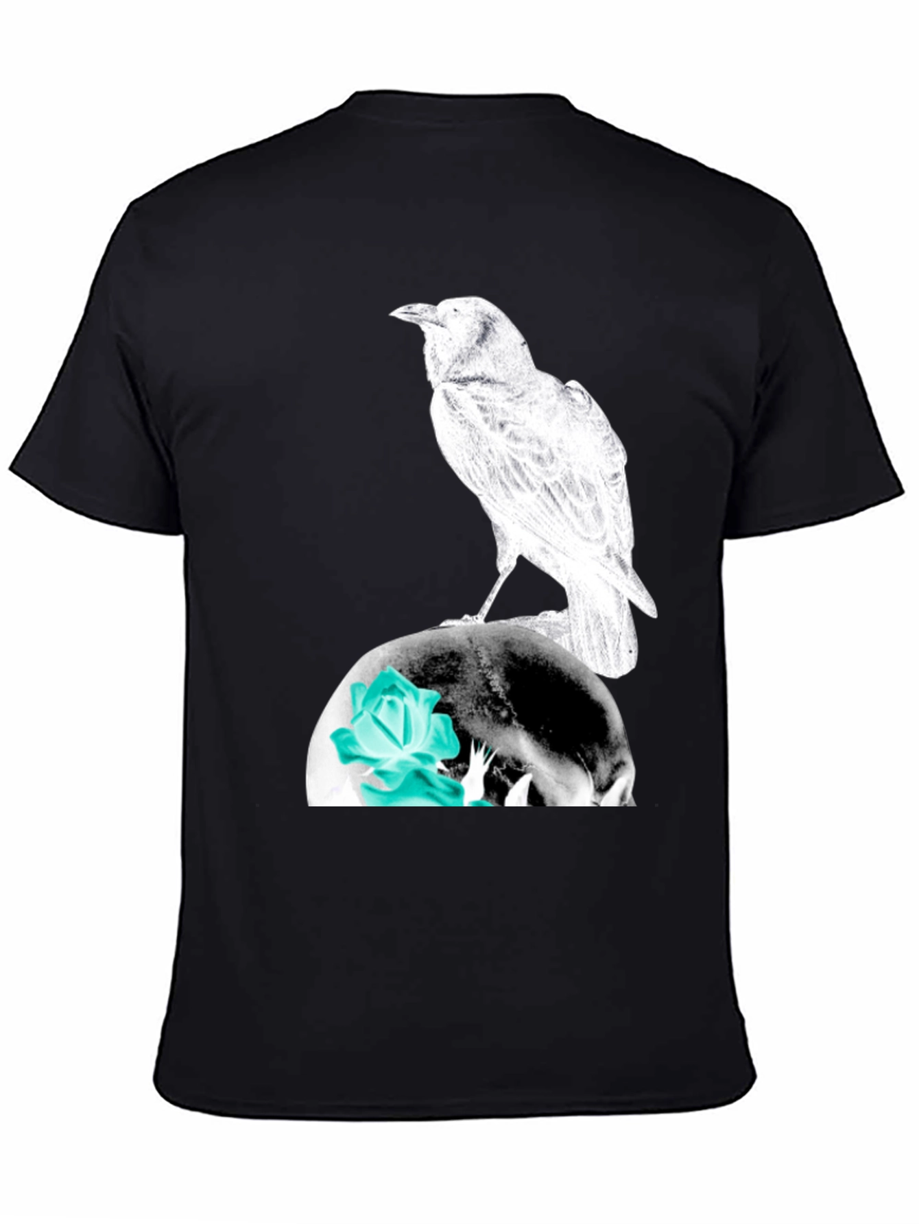 Raven Skull Graphic Tee - Mens Black T-Shirt