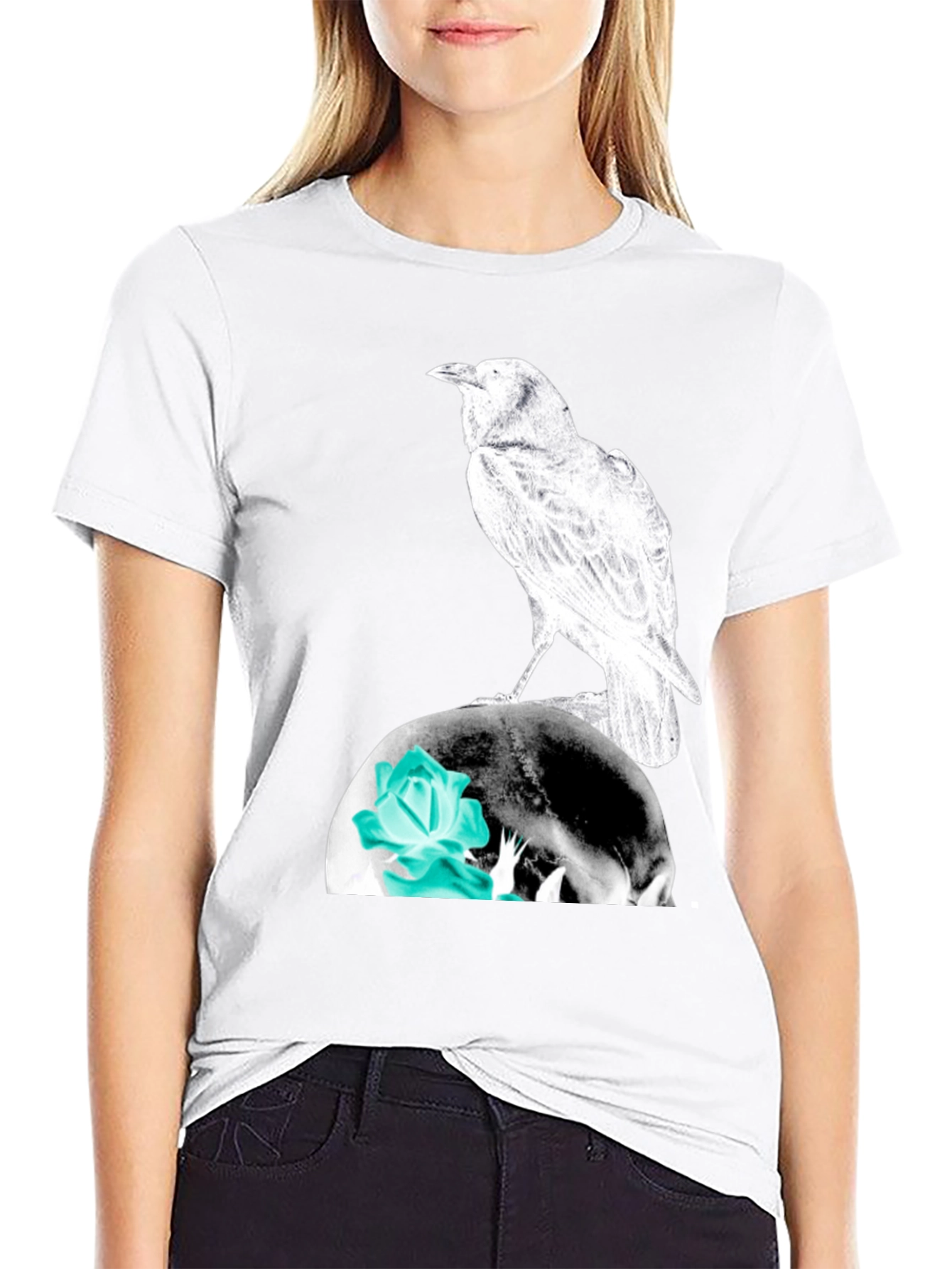 Raven Skull Graphic Tee - Mens Black T-Shirt