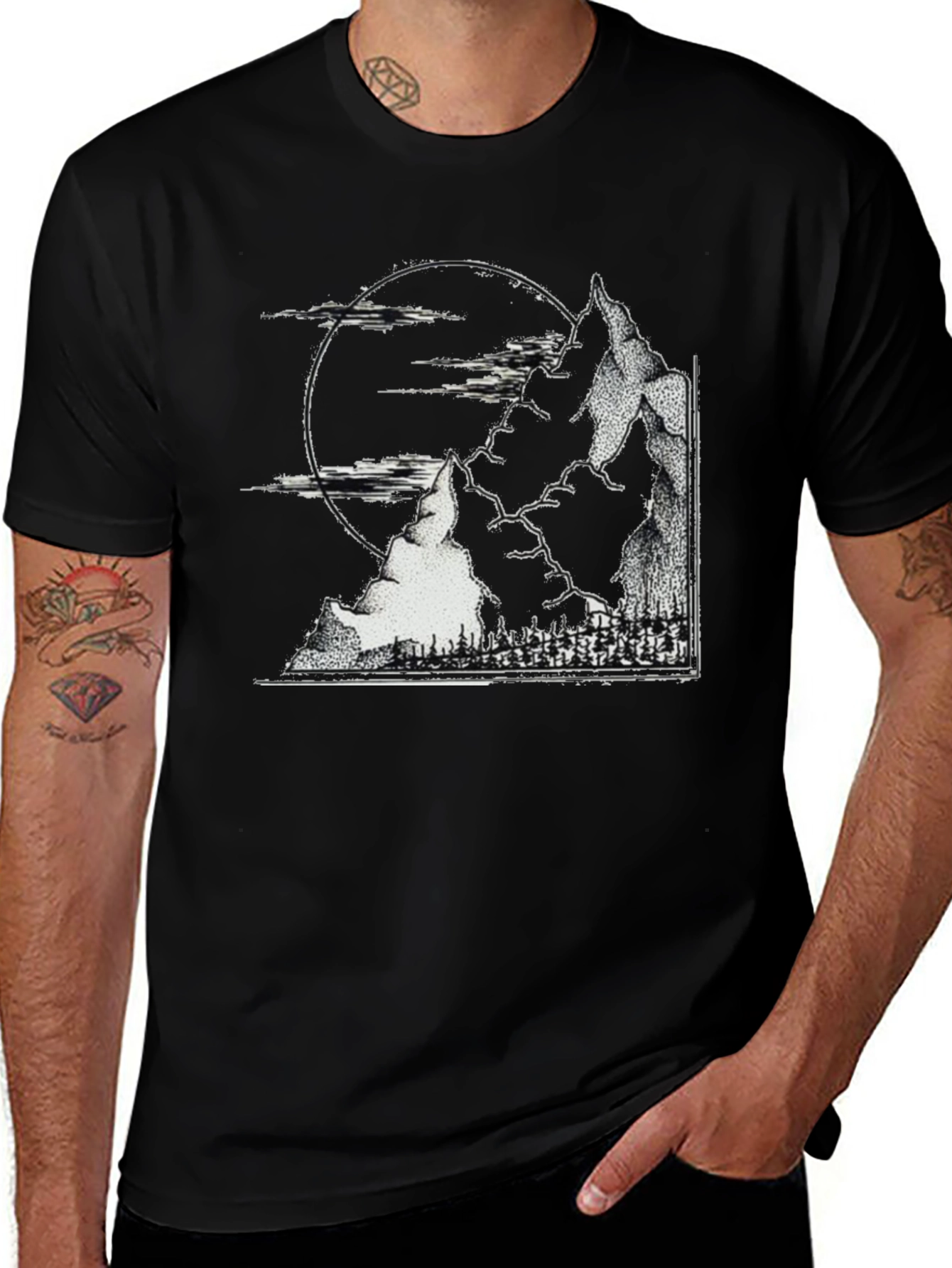 Mountainscape Graphic Tee - Black