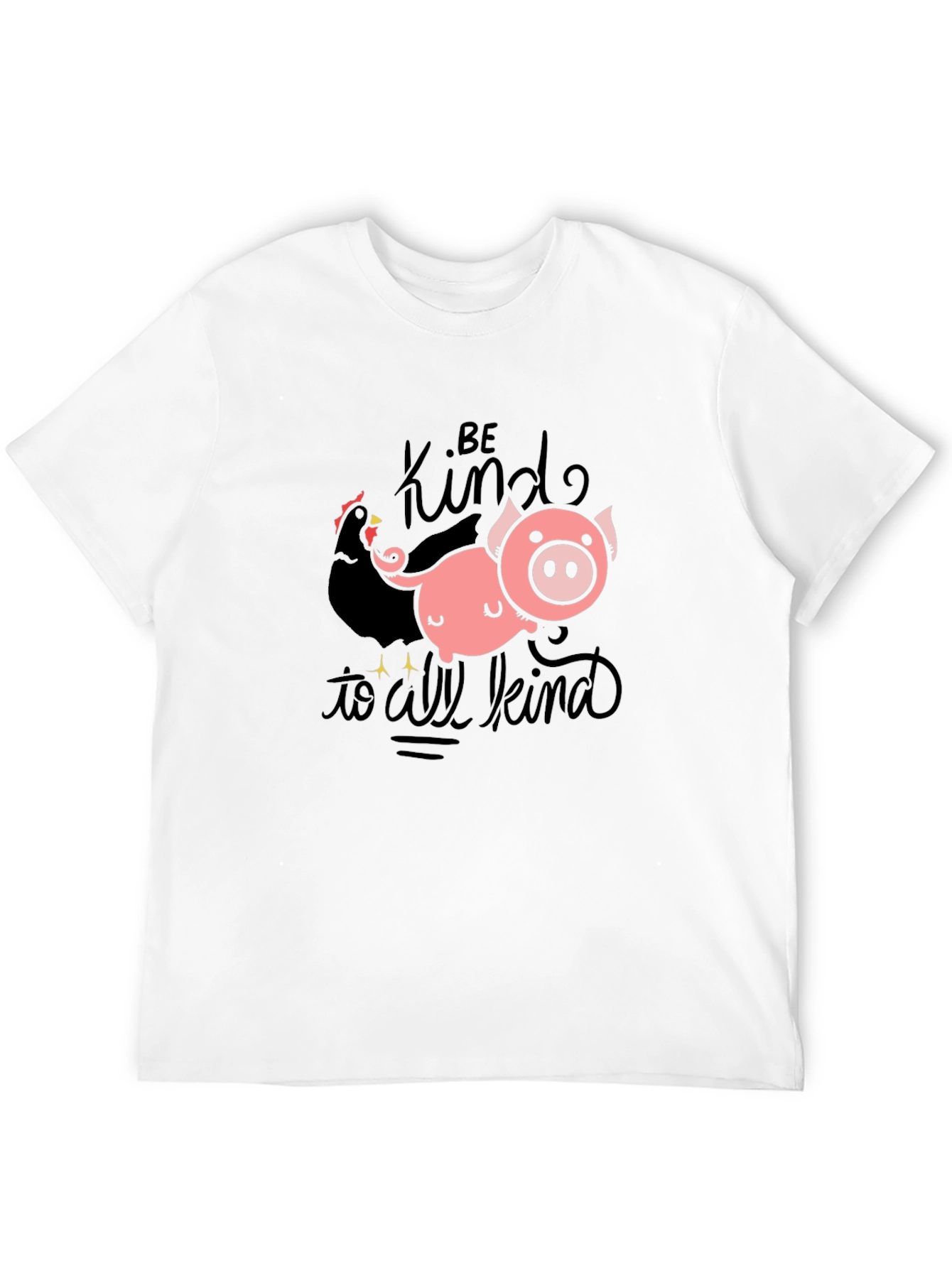 Be Kind T-Shirt with Pig & Chicken Graphic
