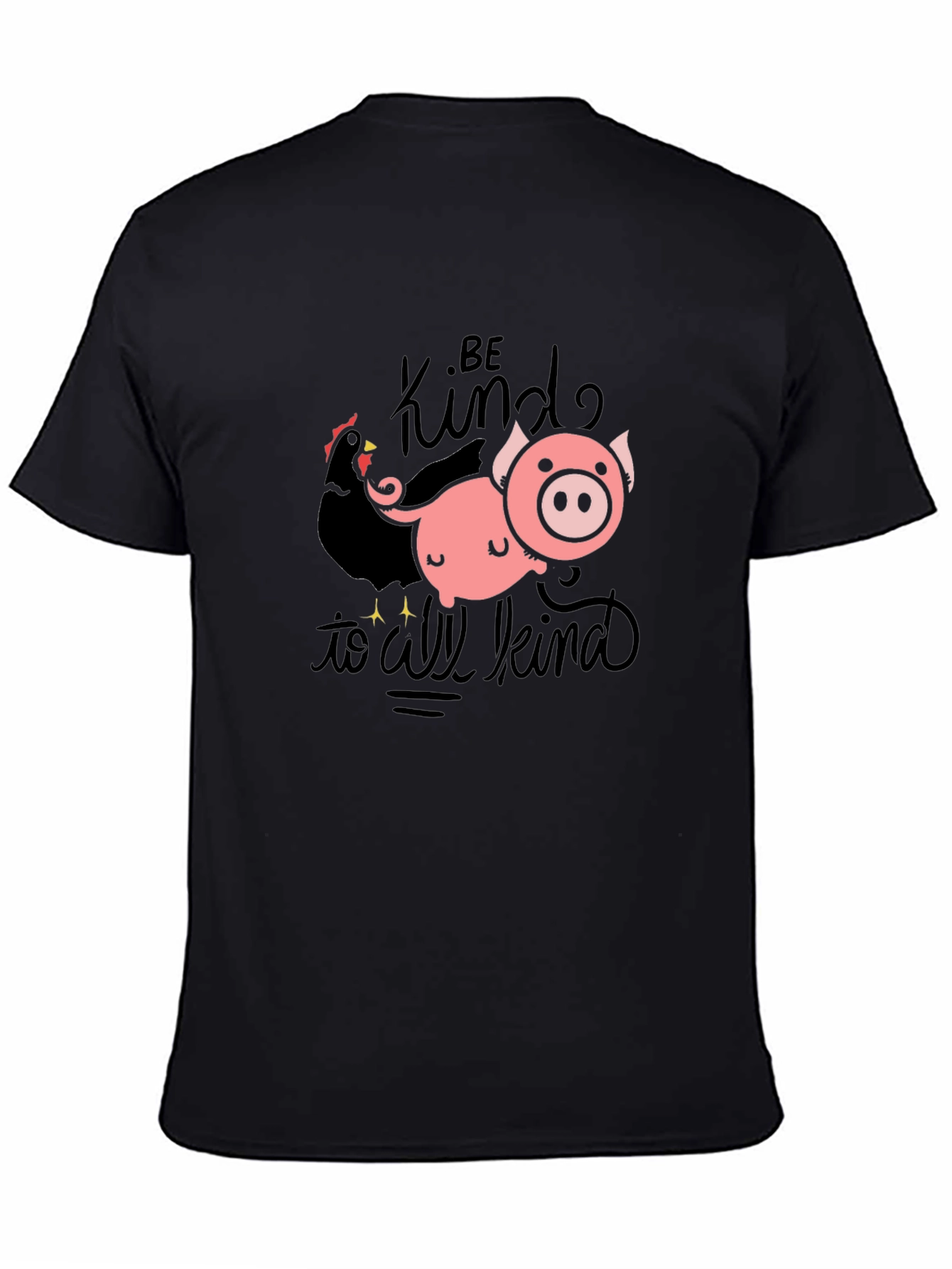 Be Kind T-Shirt with Pig & Chicken Graphic