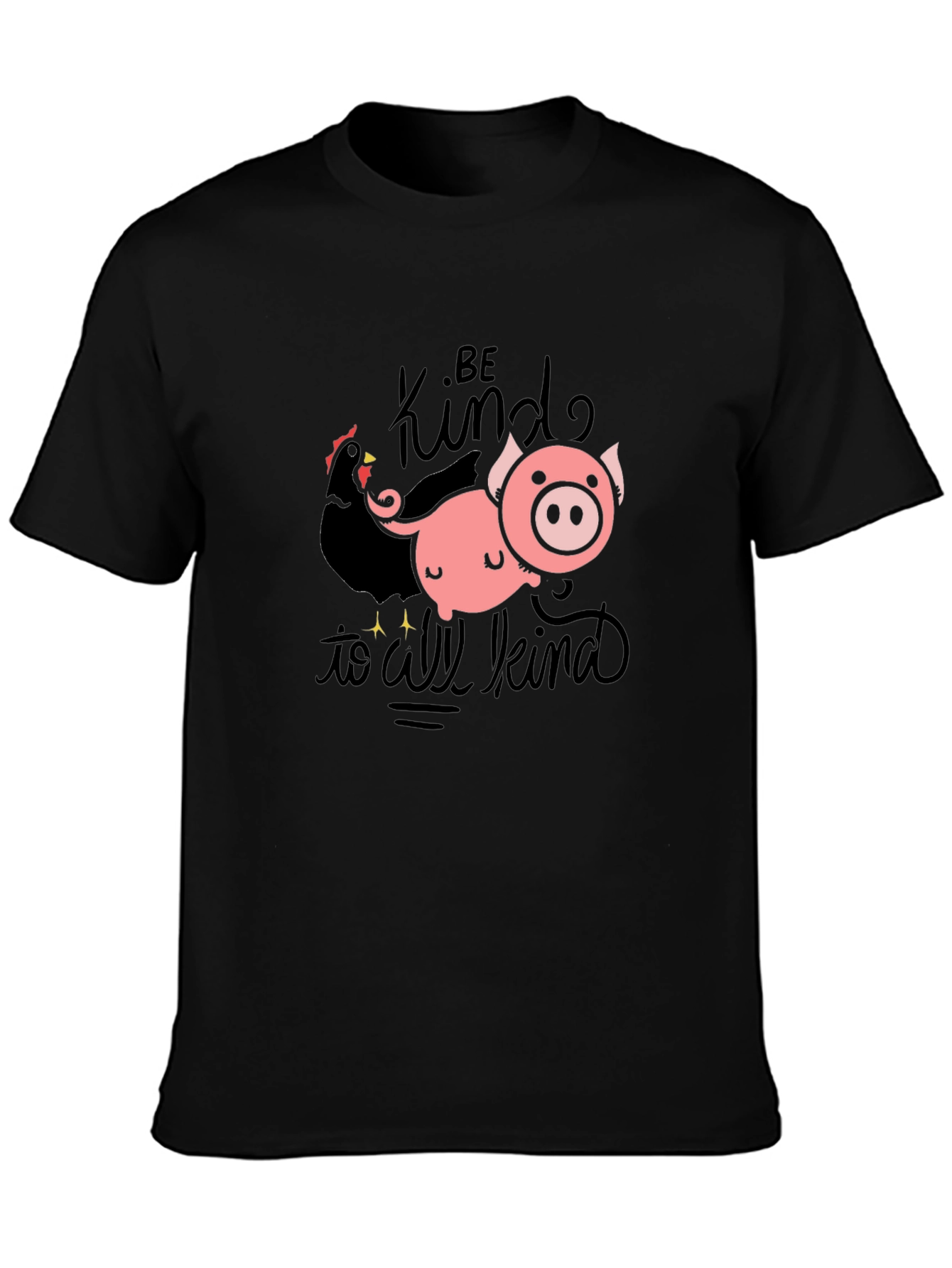 Be Kind T-Shirt with Pig & Chicken Graphic