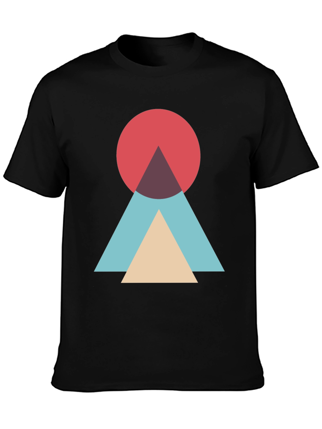 Geometric Circle & Triangle Graphic Tee - Modern Style