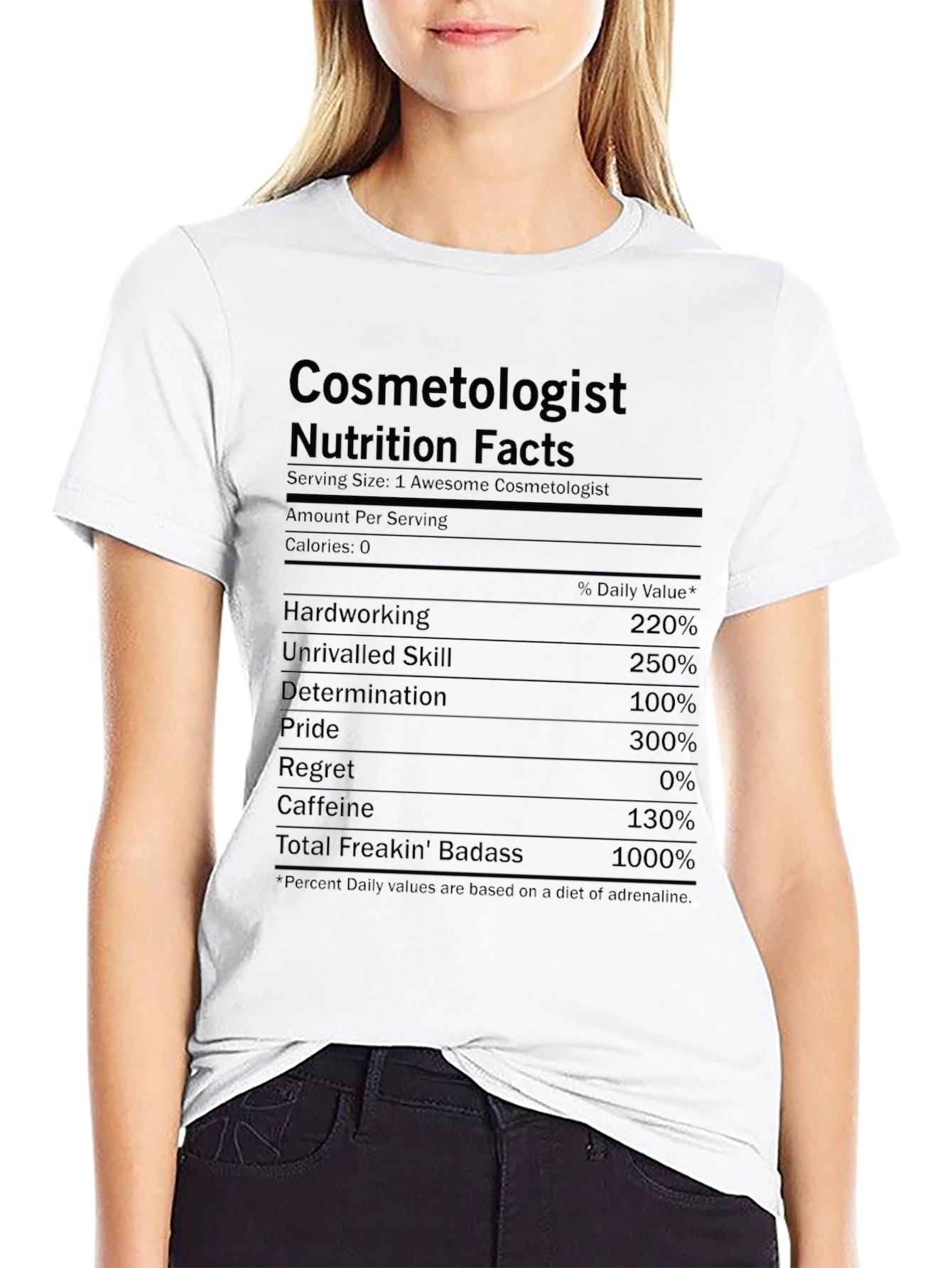 Cosmetologist Nutrition Facts Graphic T-Shirt