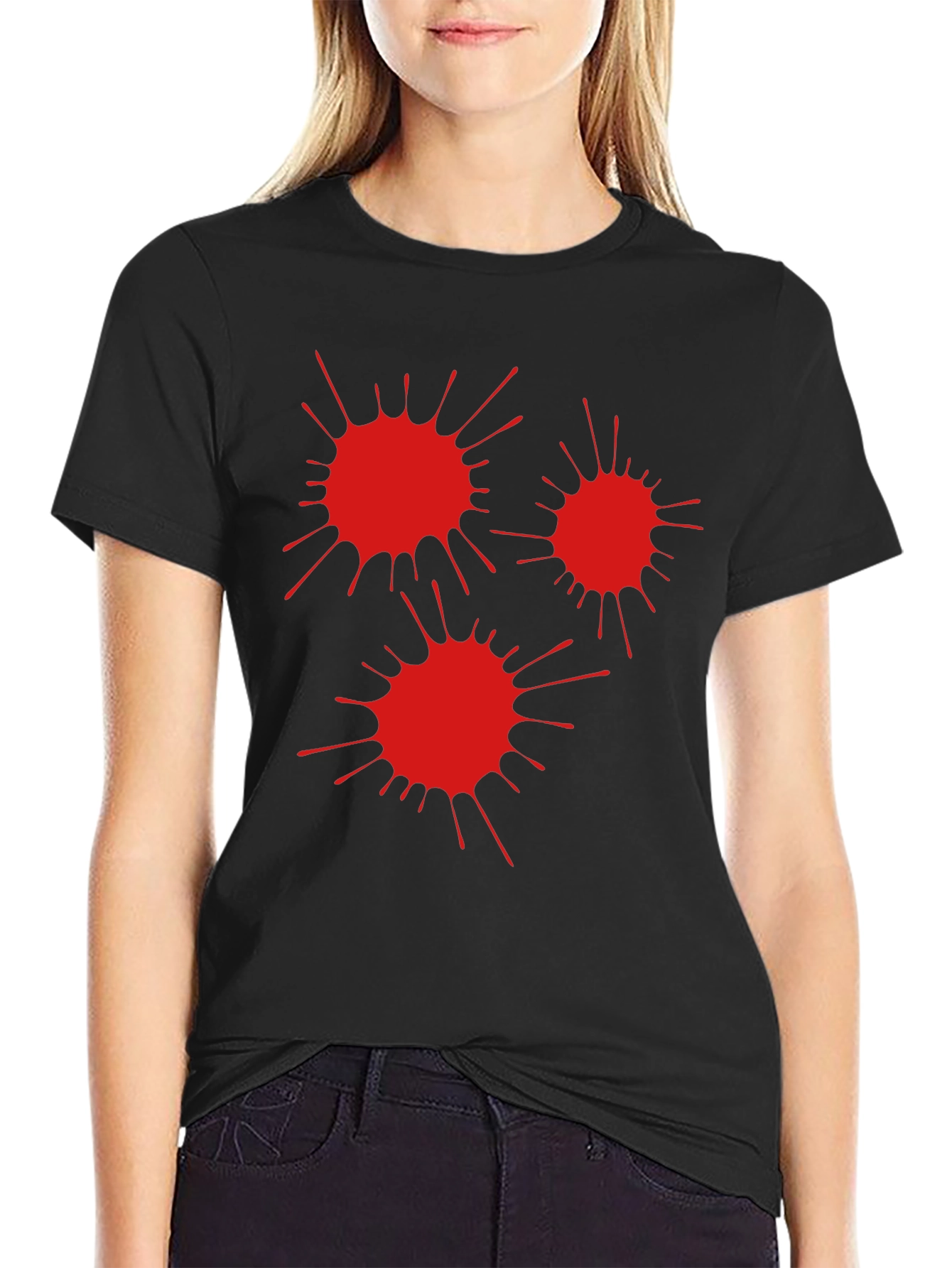 Red Splatter Black T-Shirt