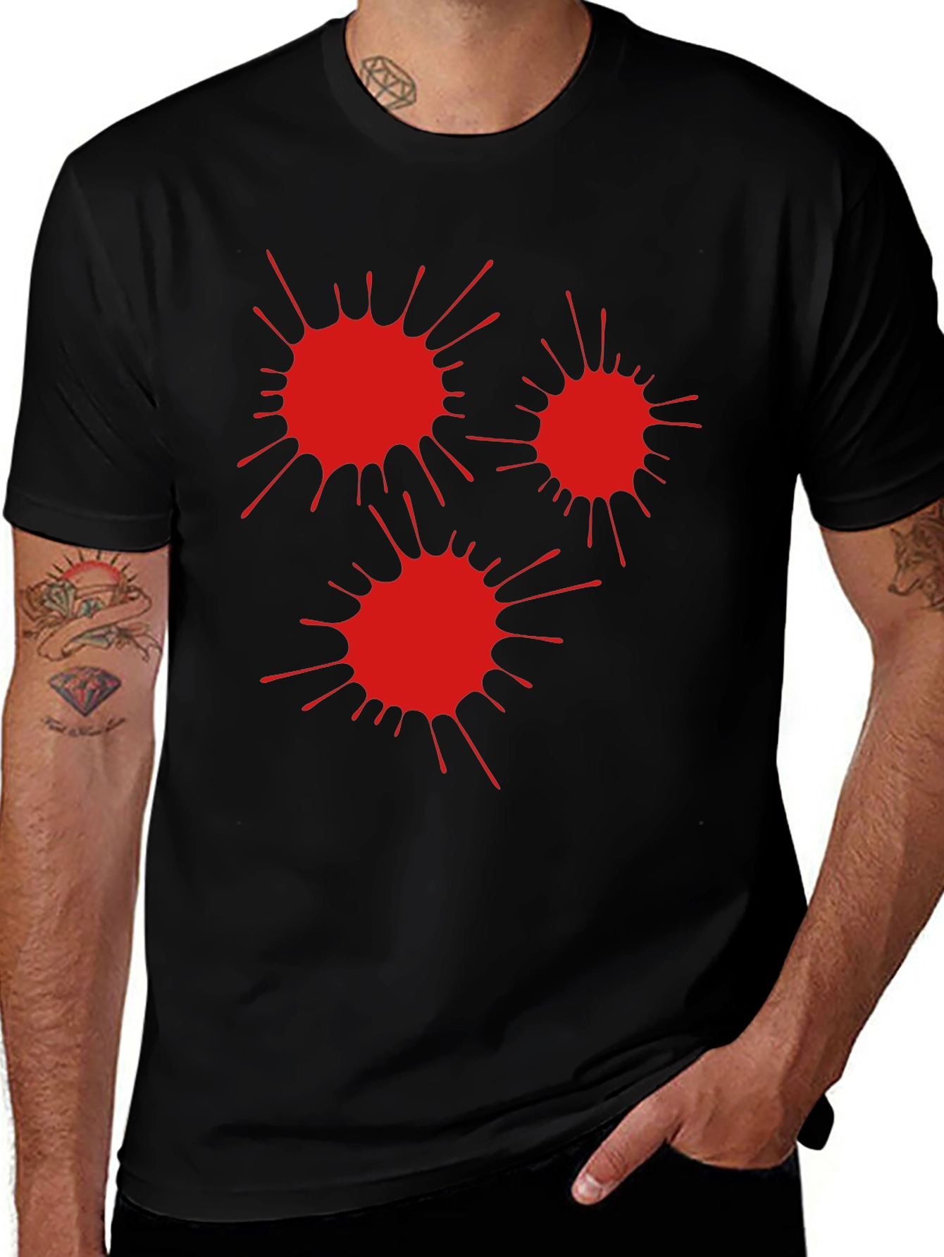 Red Splatter Black T-Shirt