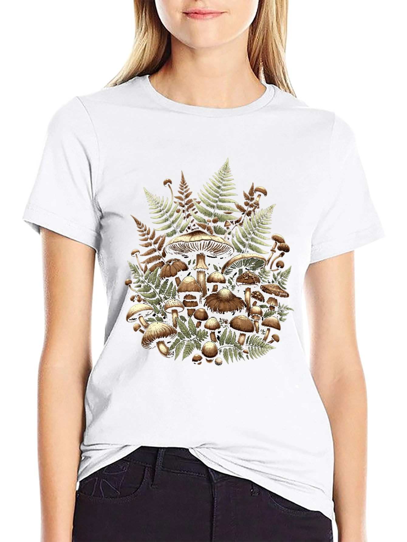 Mushroom Fern Graphic Tee - Nature Lovers Apparel