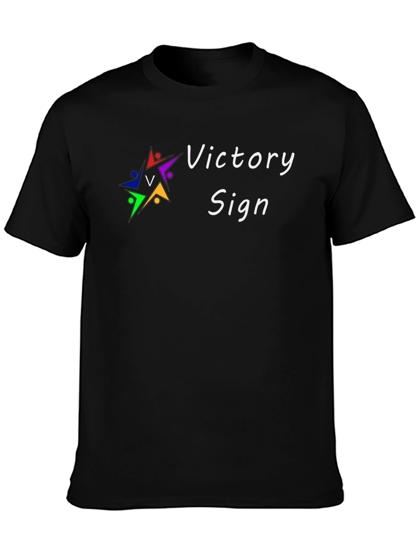 Victory Sign Graphic T-Shirt - Modern Crew Neck