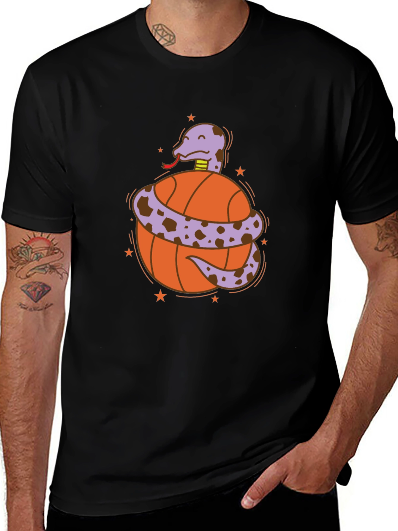 Snake on Basketball T-Shirt - Cool Graphic Tee