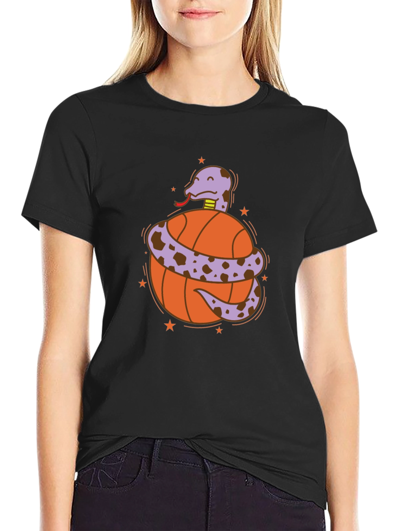 Snake on Basketball T-Shirt - Cool Graphic Tee