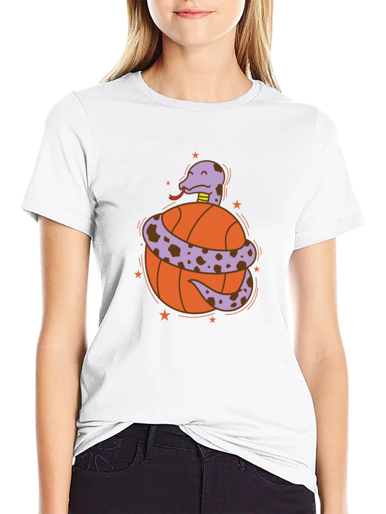 Snake on Basketball T-Shirt - Cool Graphic Tee
