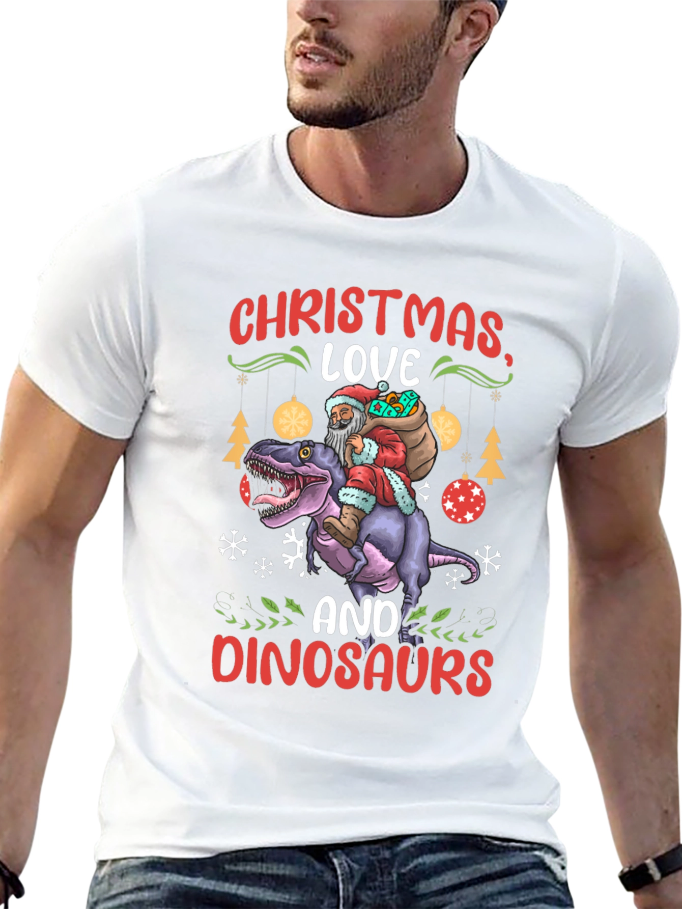 Christmas Love and Dinosaurs T-Shirt