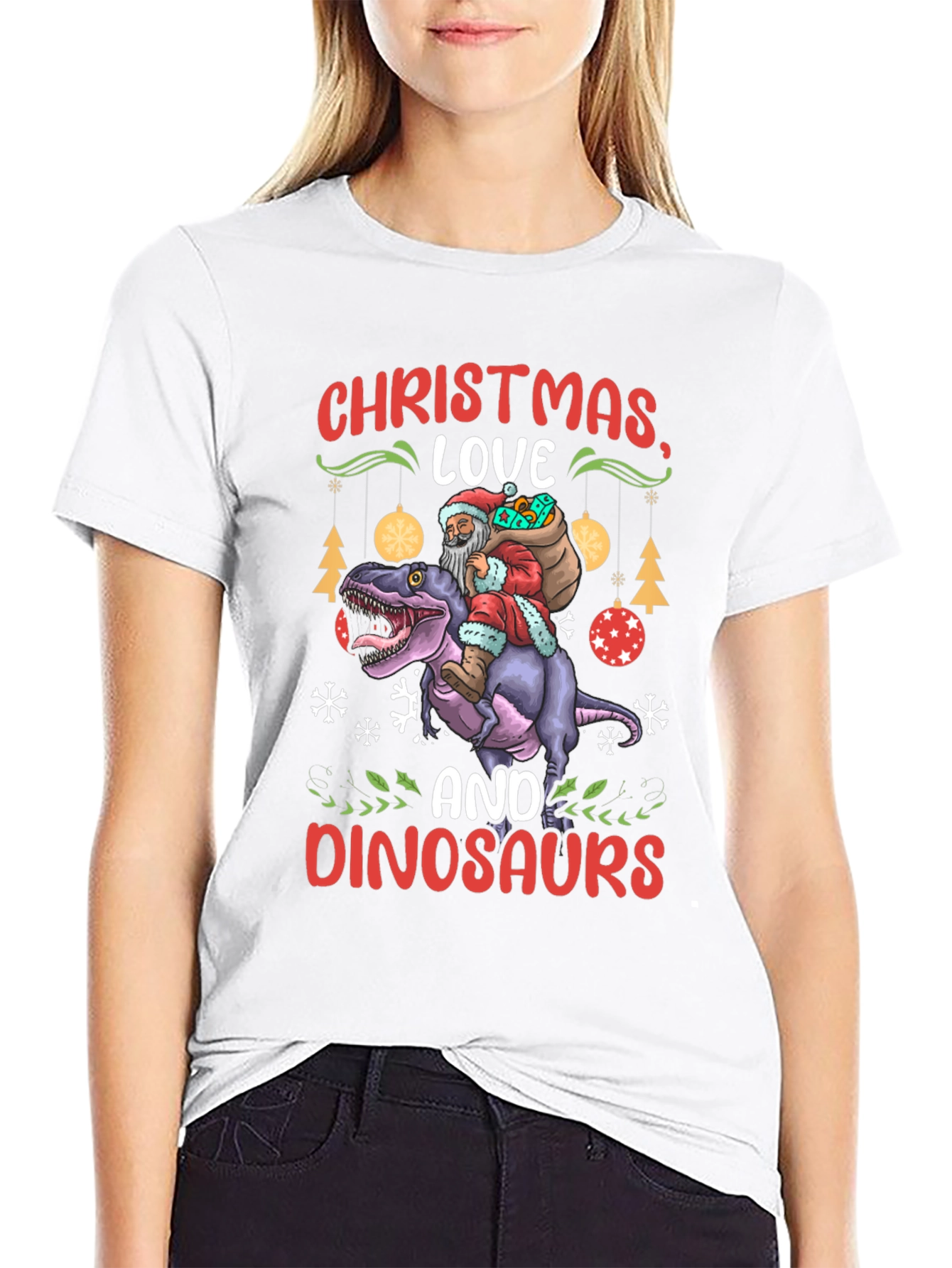 Christmas Love and Dinosaurs T-Shirt