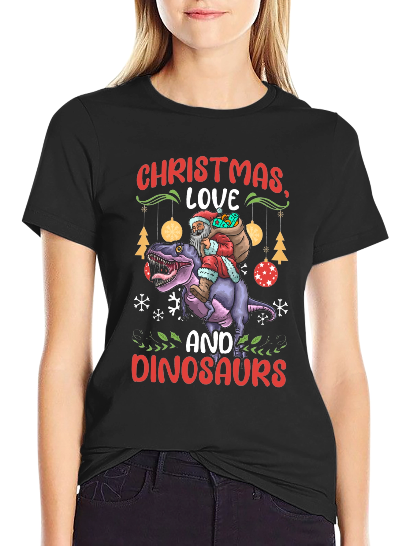 Christmas Love and Dinosaurs T-Shirt