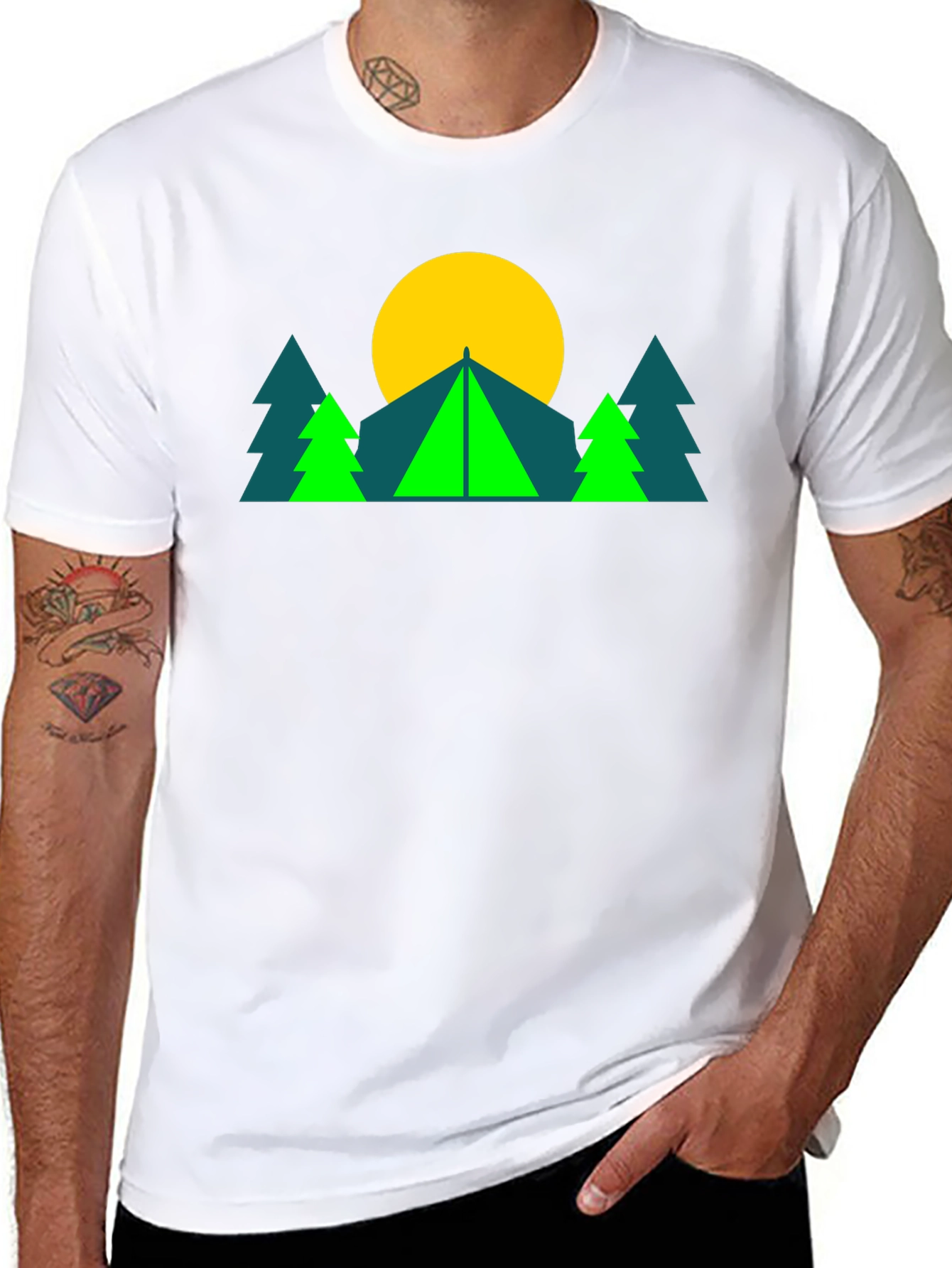 Geometric Camp Graphic Tee - Black