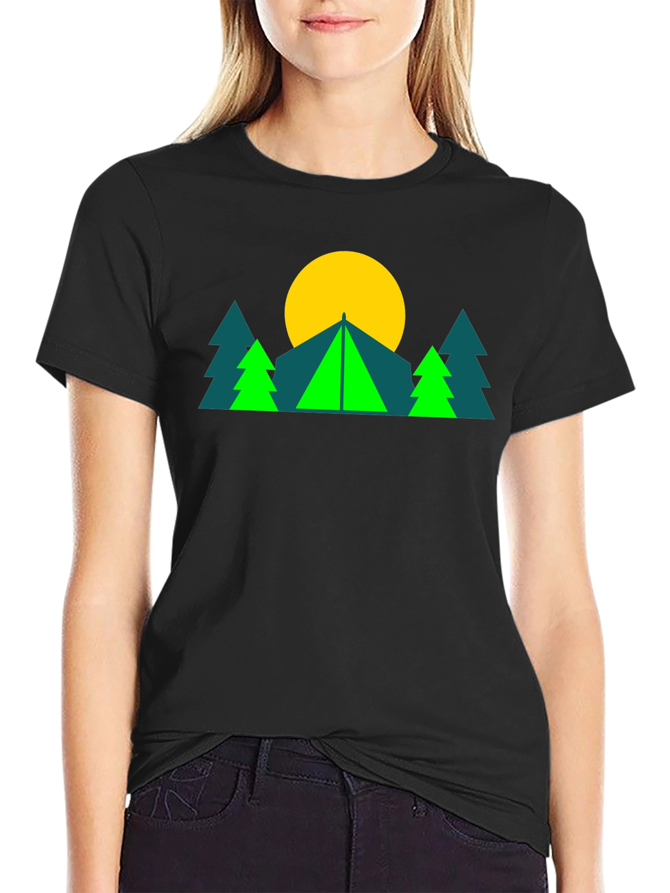 Geometric Camp Graphic Tee - Black