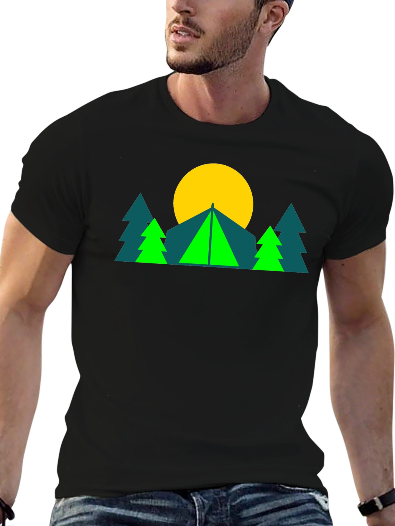 Geometric Camp Graphic Tee - Black