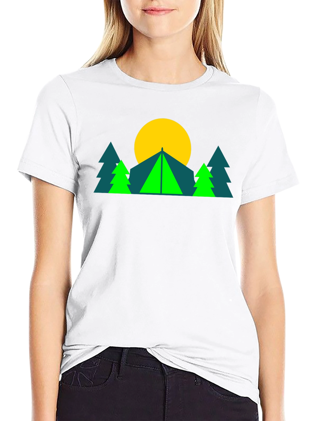 Geometric Camp Graphic Tee - Black