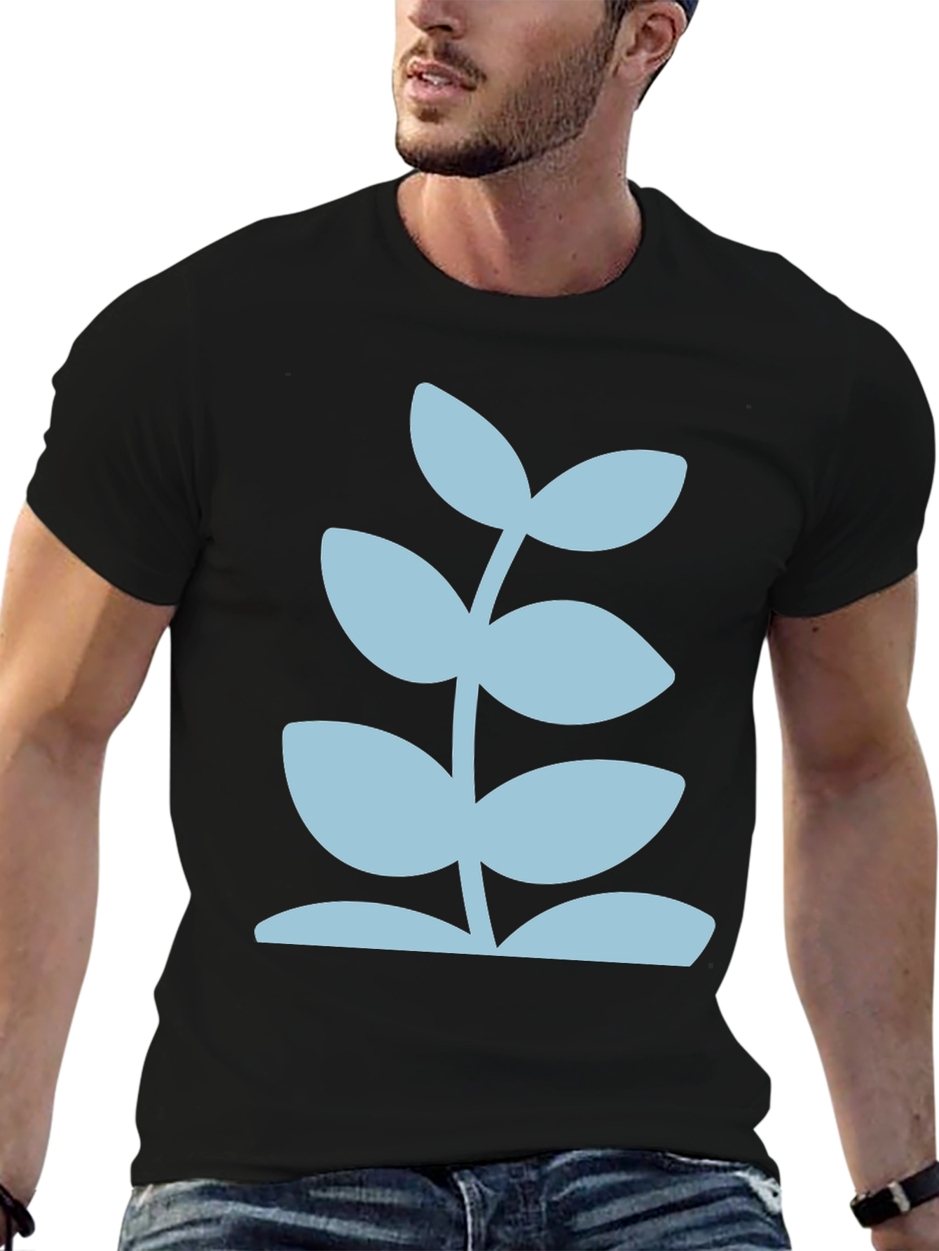 Modern Plant Graphic Tee - Black