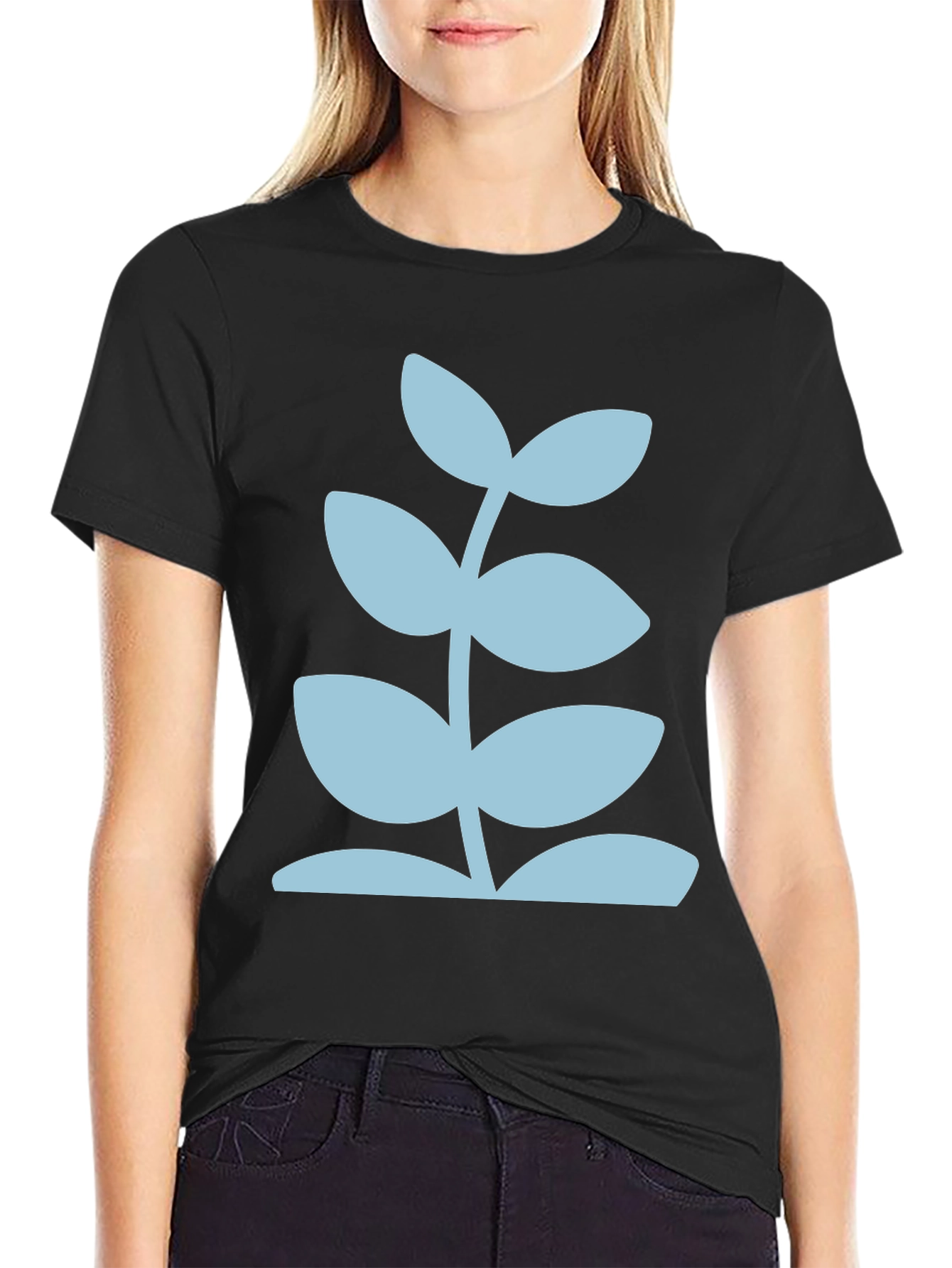 Modern Plant Graphic Tee - Black