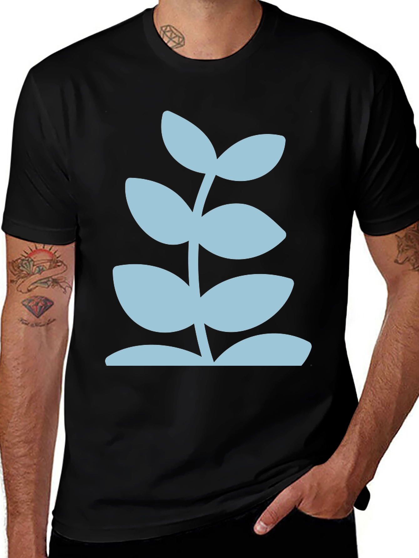 Modern Plant Graphic Tee - Black