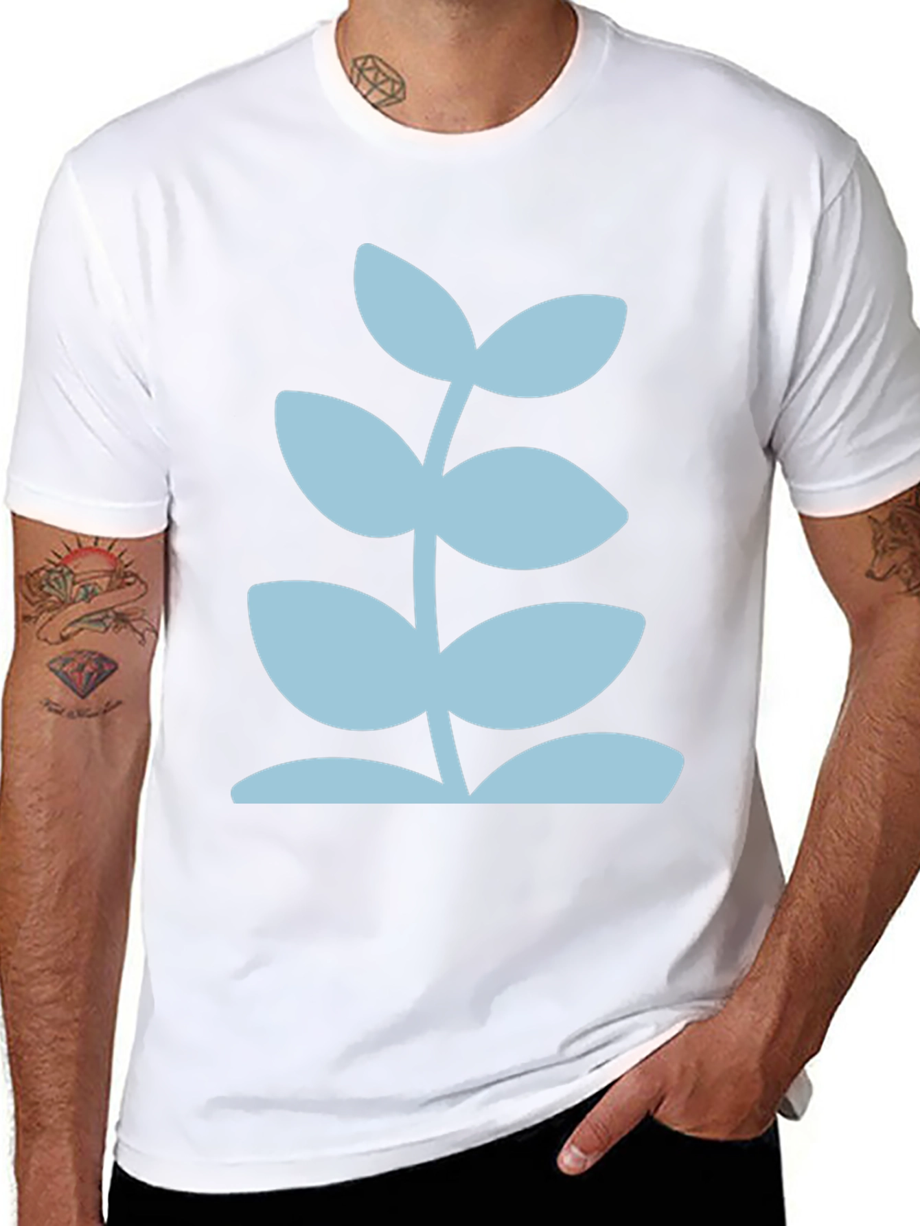 Modern Plant Graphic Tee - Black