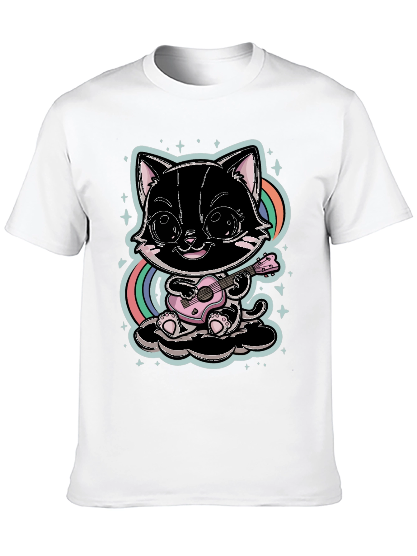 Cute Cat Playing Ukulele T-Shirt