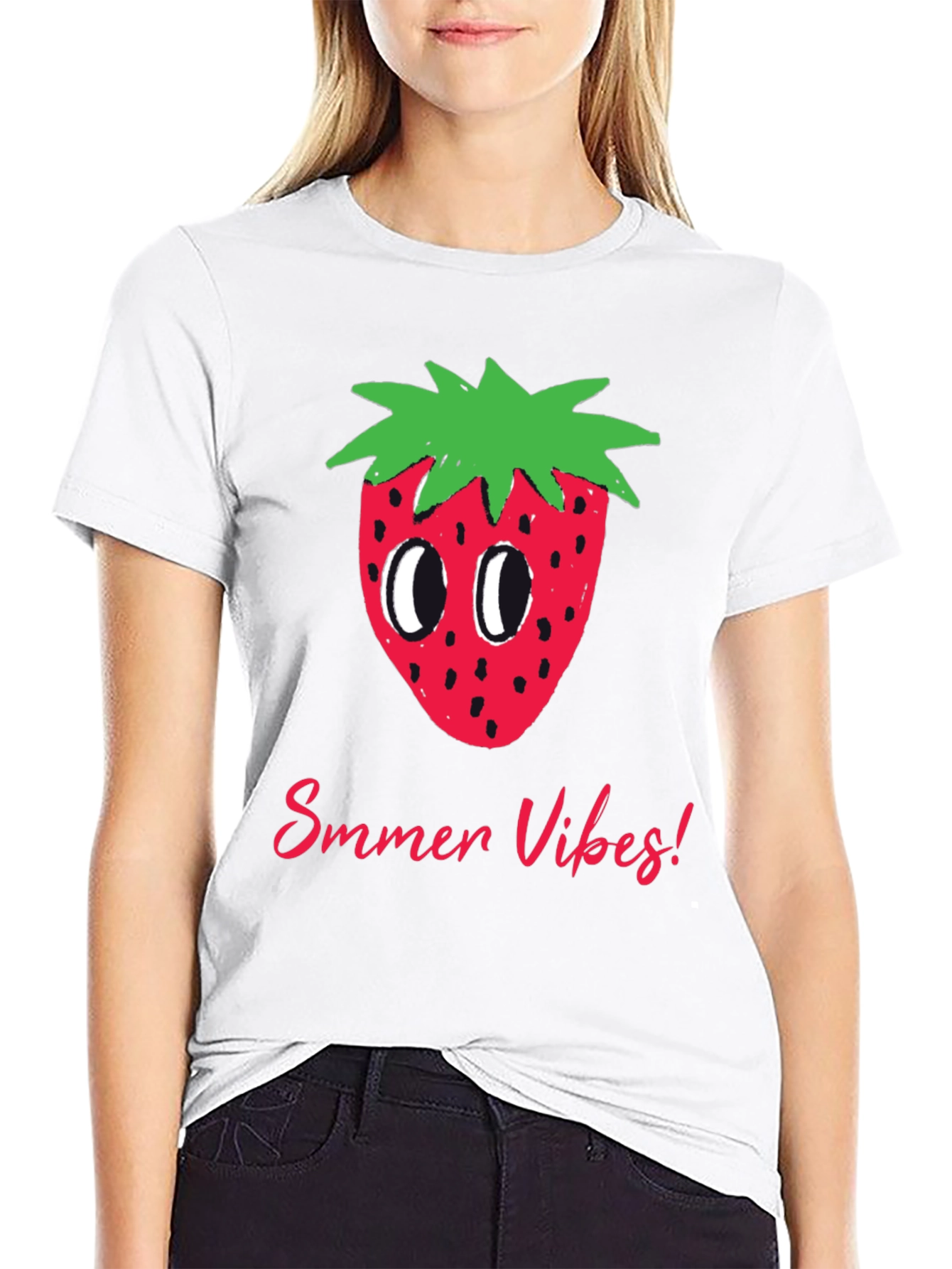 Summer Vibes Strawberry Graphic T-Shirt