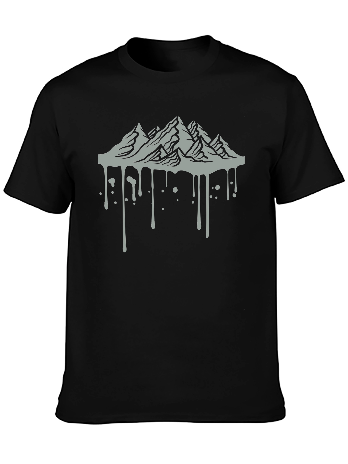 Mens Black Tee with Mountain Drip Design