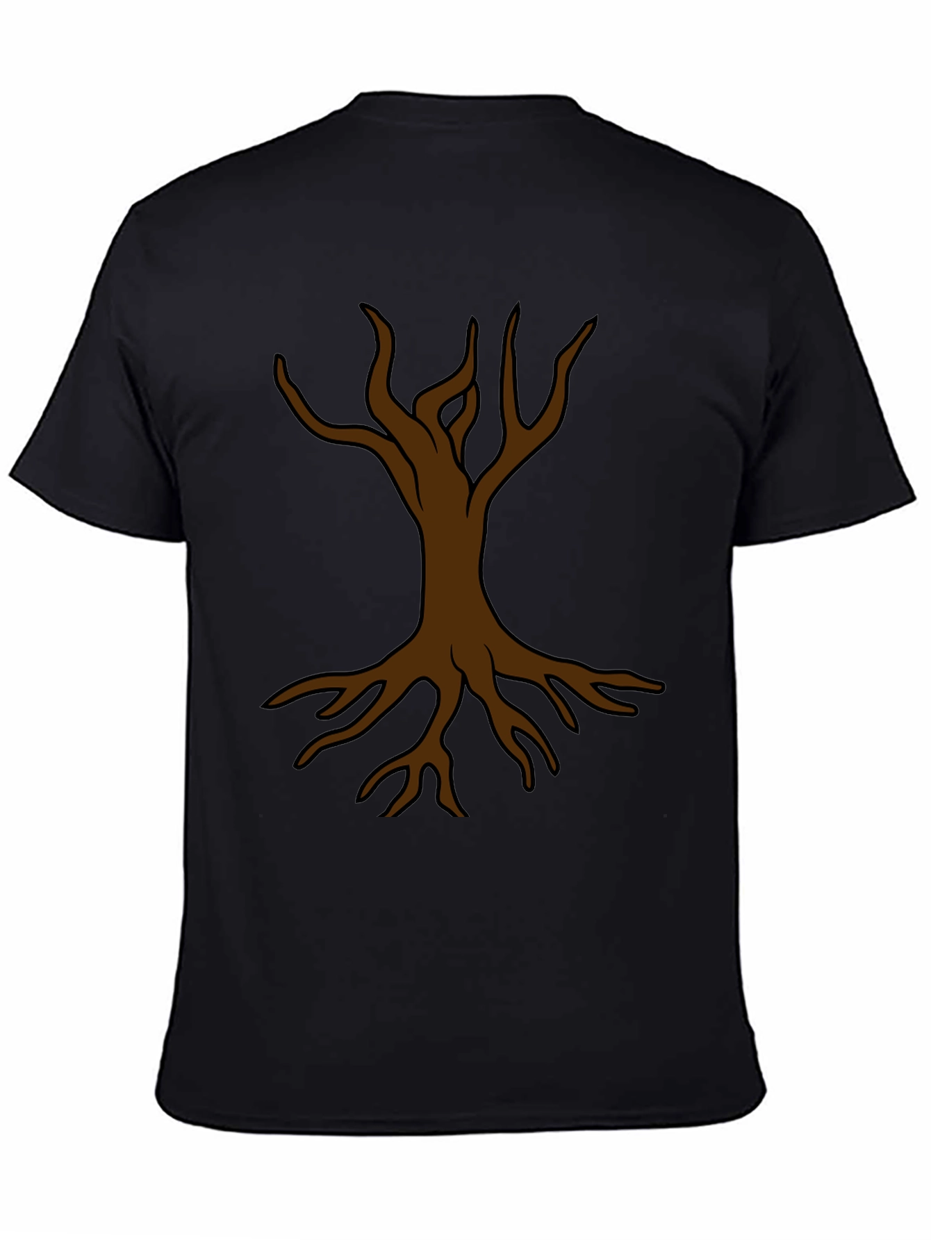 Mens Black T-Shirt with Brown Tree Graphic