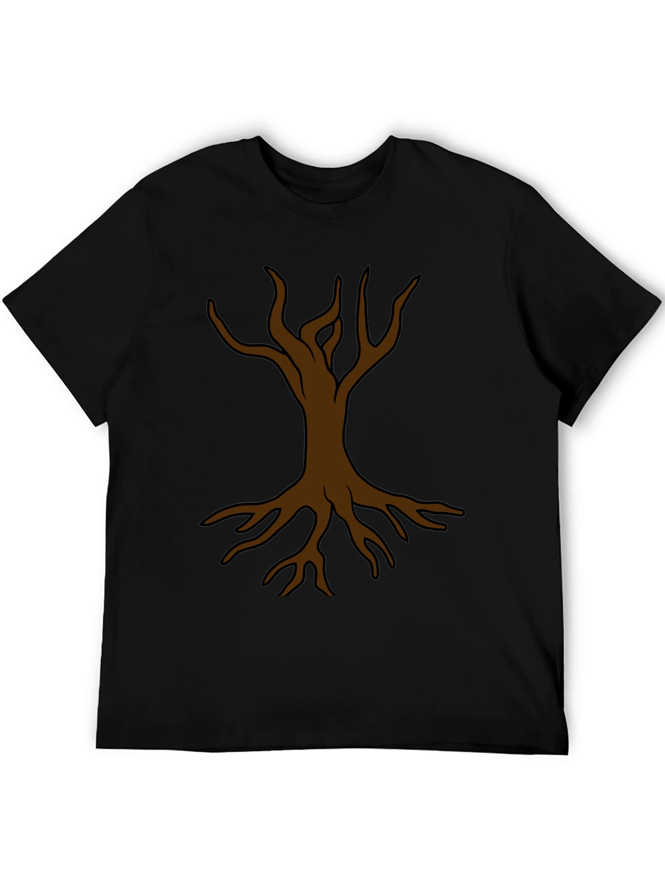 Mens Black T-Shirt with Brown Tree Graphic