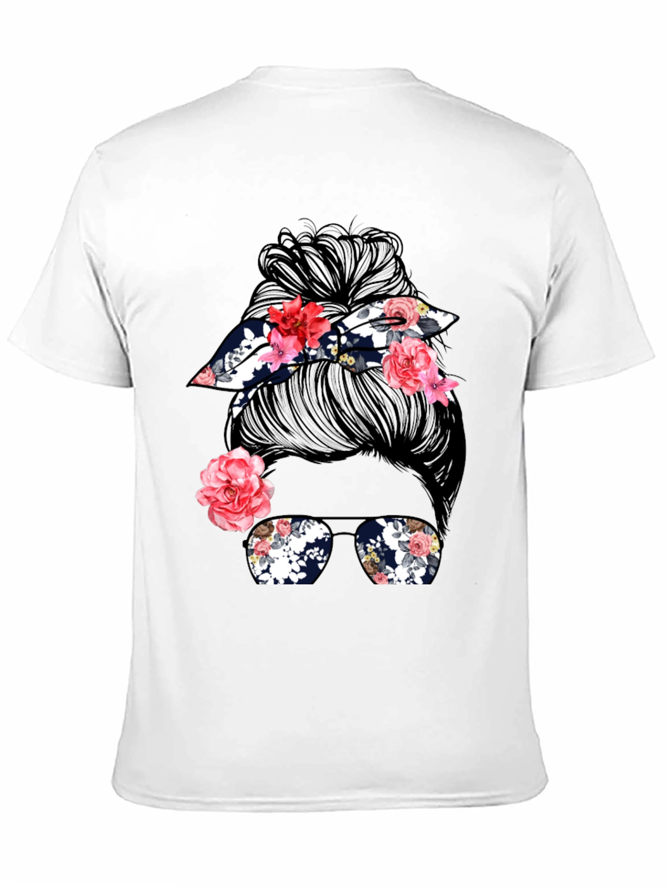 Messy Bun Floral Graphic Tee