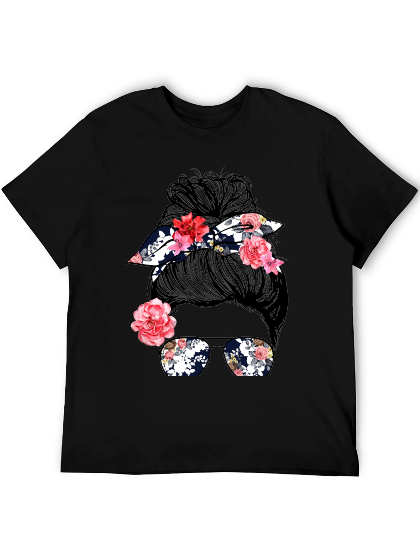 Messy Bun Floral Graphic Tee