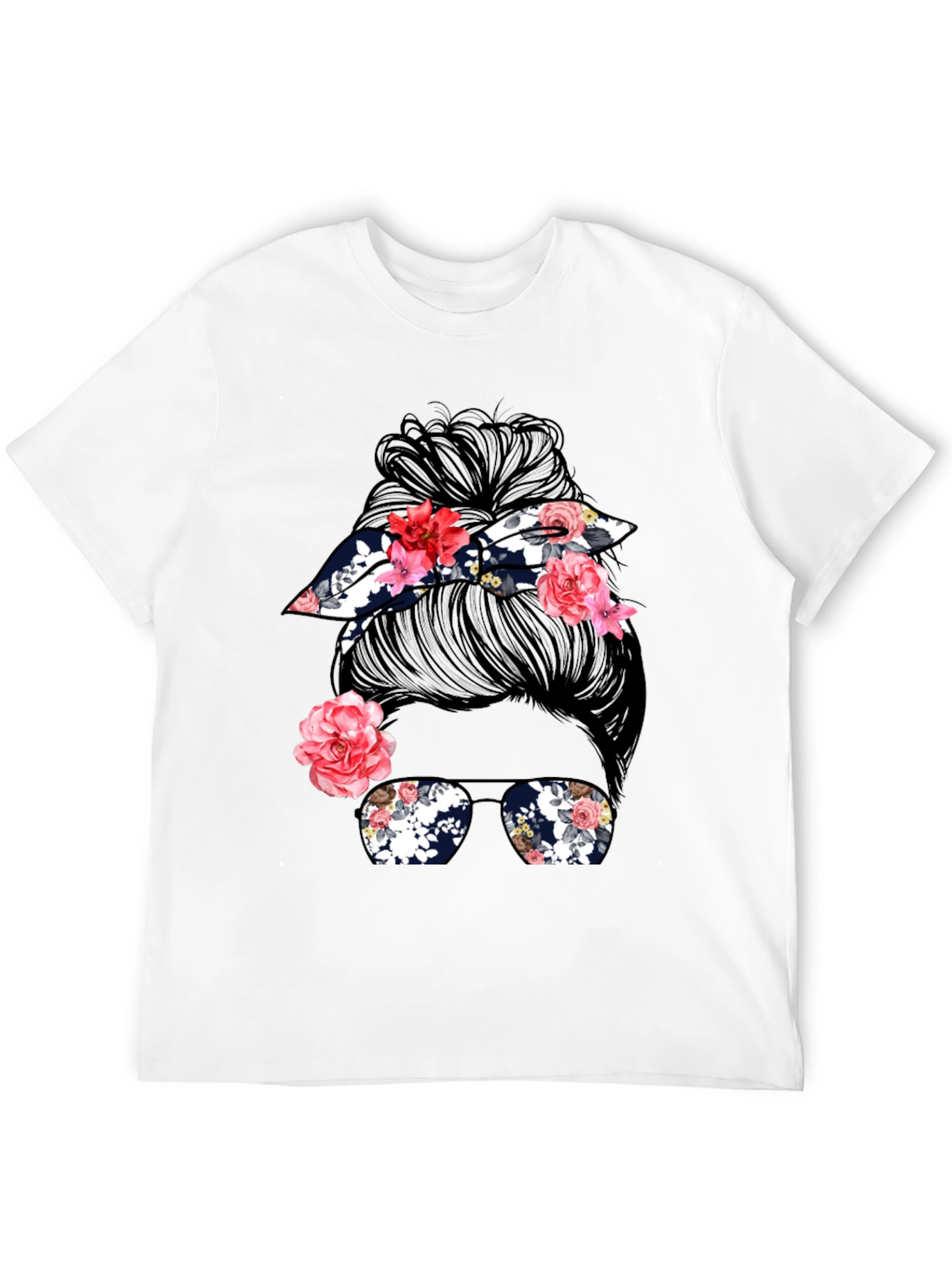 Messy Bun Floral Graphic Tee