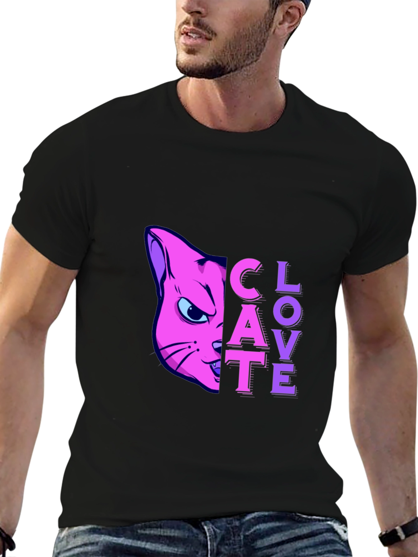 Clovate Pink Cat Graphic Tee